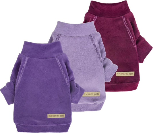 Fitwarm 3 Pack Classic Fleece Dog Sweater, Turtleneck Dog Sweatshirt, Dog Winter Clothes for Small Dogs Boy Girl, Pet Pullover Jumper, Cat Apparel, Purple, MediumPurple, Dark Red, Medium