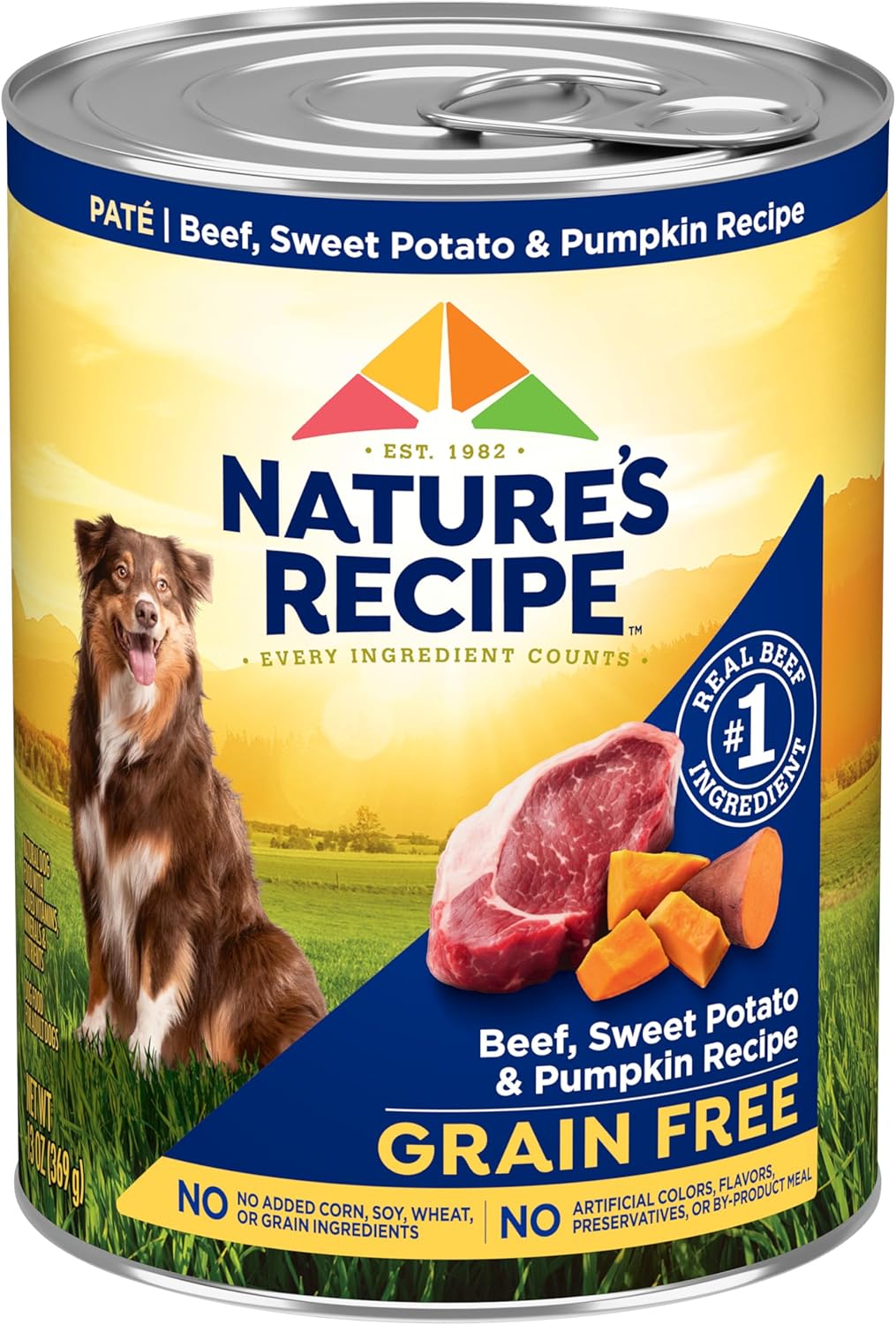 Nature's Recipe Grain Free Beef, Sweet Potato, and Pumpkin Recipe Wet Dog Food, 13 oz. Can, 12 Count