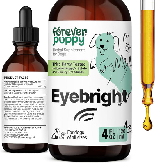Forever Puppy Eyebright Supplement for Dogs - Eyebright Herb Extract for Soothing Eyes Irritation - Liquid Eye Health Support Supplement for Dogs of All Breeds & Sizes - 4 oz