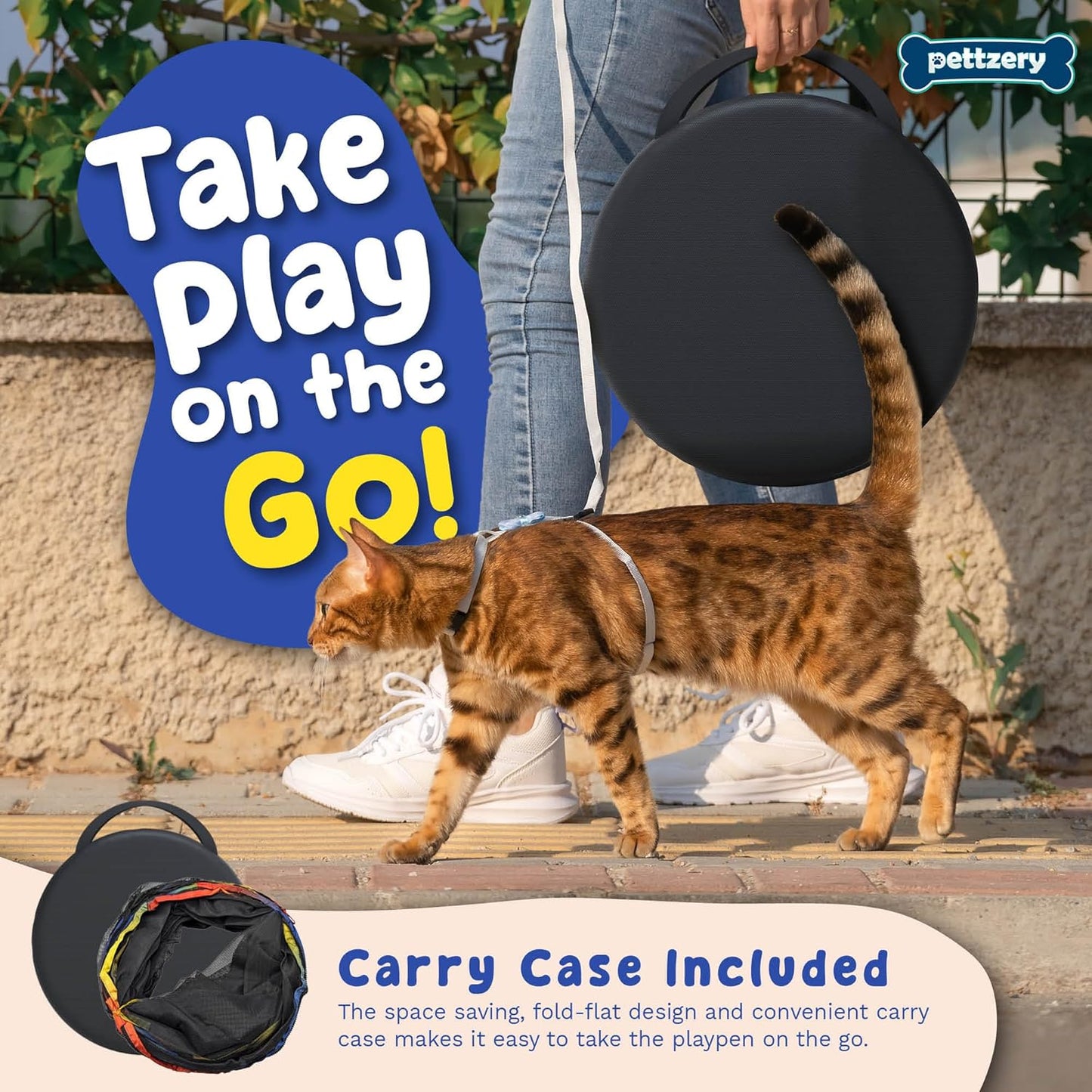 Outdoor Cat Enclosure - Portable Catio Playground for Cat Run, Kitty and Small Animals - Tent & Tunnels for Outside and Indoor Play