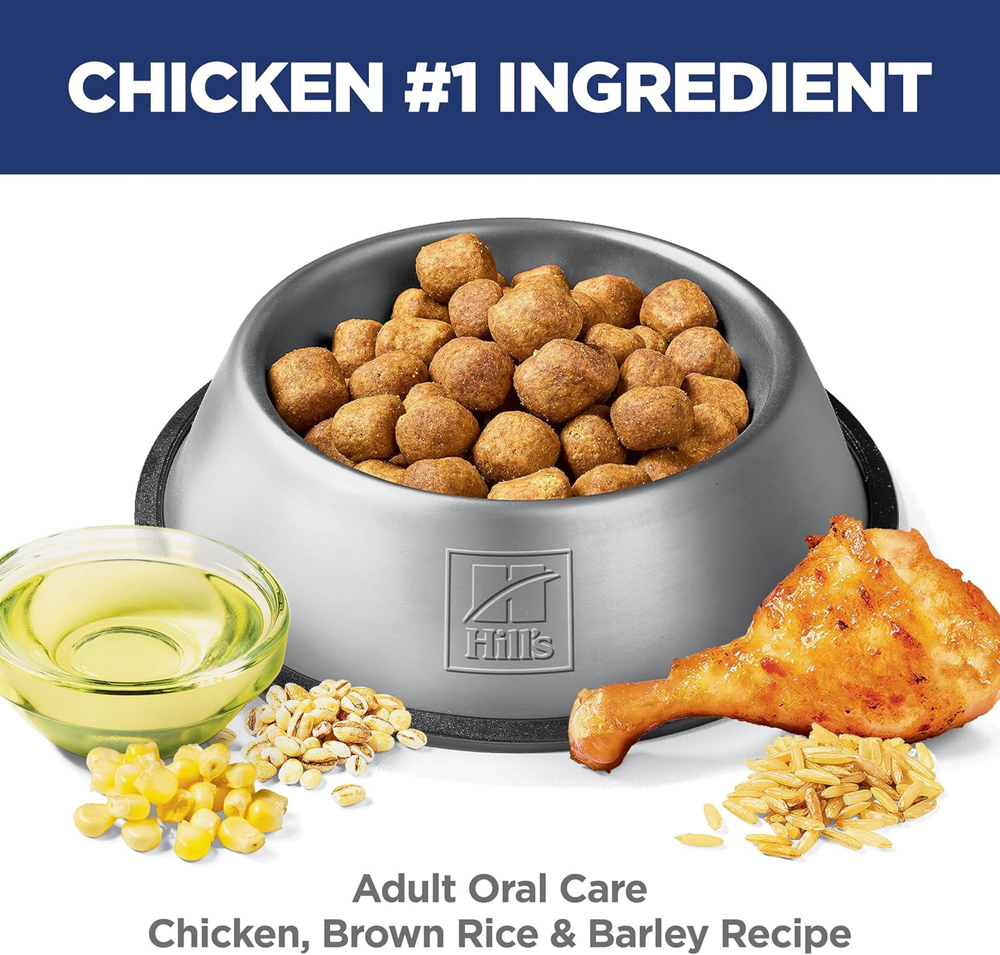 Hill's Science Diet Oral Care, Adult 1-6, Plaque & Tartar Buildup Support, Dry Dog Food, Chicken, Rice, & Barley, 4 lb Bag