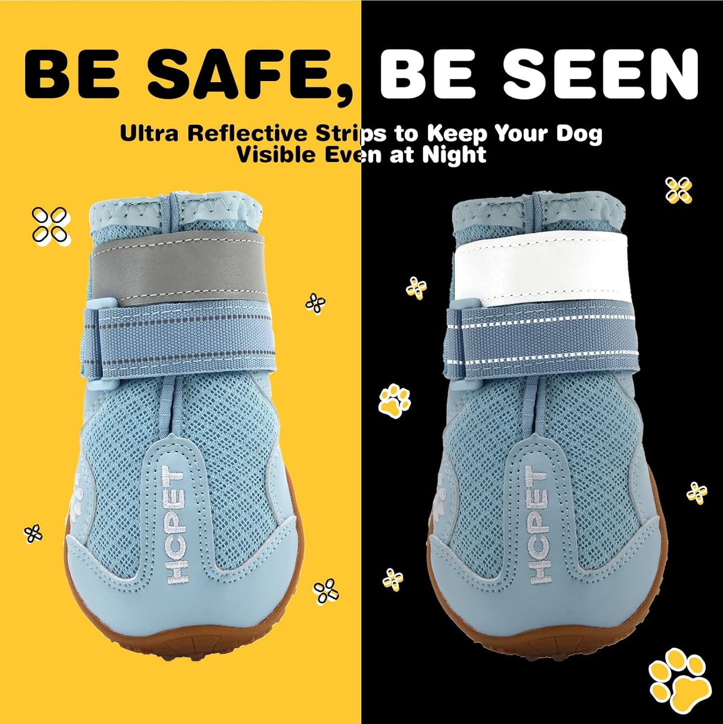 Hcpet Dog Shoes, Dog Boots for Large Dogs, Breathable Dog Booties Paw Protector for Summer Hot Pavement, Winter Snowy Day, Outdoor Walking, Indoor Hardfloors Anti Slip Sole Blue Size 6