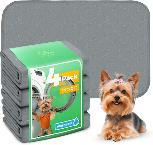 FXW Washable Pee Pads for Dogs, Puppy Pads with Super Absorbent, Specifically Designed for 24inch Cages, 23" × 17" Rectangle, Gray, 4 Packs