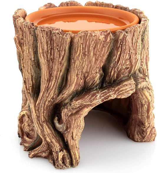 Reptile Hide Cave Resin – Moisture Keeping Reptile Shelter with Clay Water Basin for Leopard Gecko, Snake, Lizard, Amphibians – Humidifying Help Shedding & Natural Habitat Design,2in1