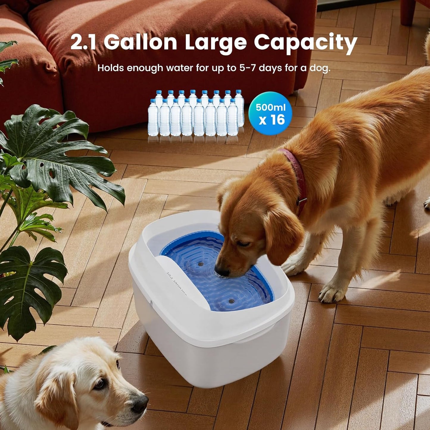 Gardner Pet Dog Water Fountain for Large Dogs, 8L/2.1Gal Large Capacity Automatic Dog Water Bowl Dispenser with Vortex Circulation, UV&Maifan Stone Filter, Splash-Proof, Quiet Cat & Dog Water Bowl