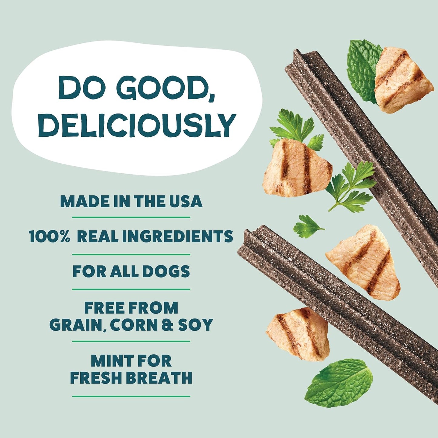 Shameless Pets Dental Treats for Dogs, A Cluck A Day - with Digestive Support for Teeth Cleaning & Fresh Breath - Dog Bones Dental Chews Free from Grain, Corn & Soy