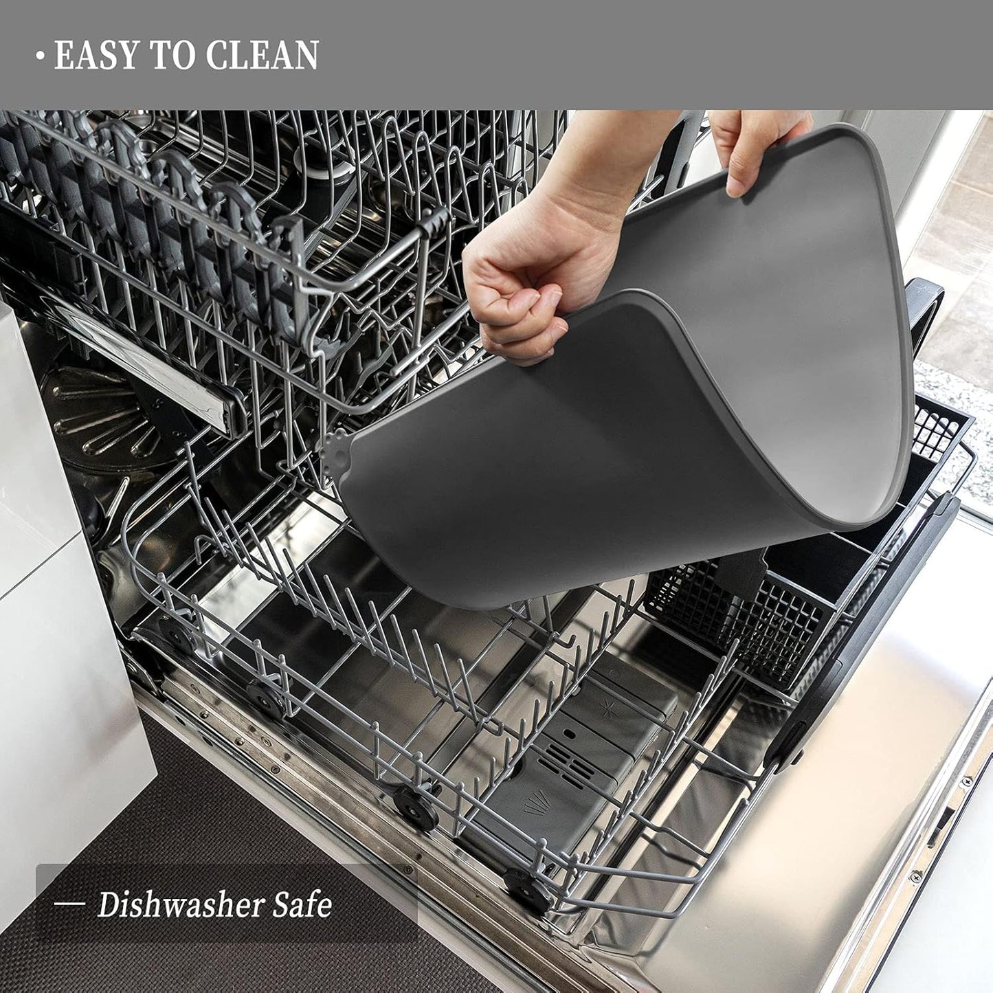 Waterproof Pet Feeding Mat with High Raised Edges, Heavier and Thicker Placemats for Cat Dog Water Bowl with BPA Free, Dogs Cats Food Mats for Messy Drinkers to Prevent Spill and Protect Floors