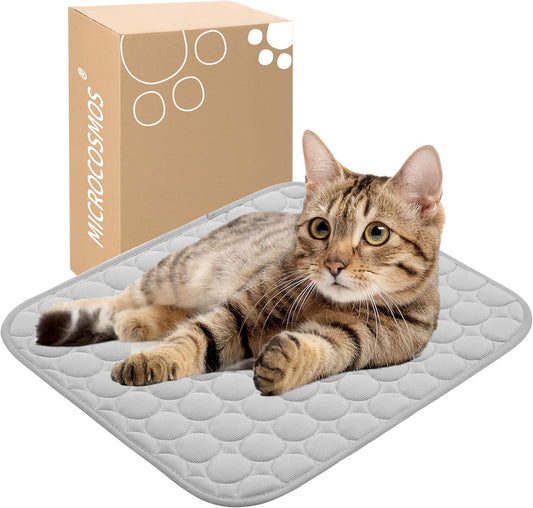 MICROCOSMOS Summer Cooling Mat & Sleeping Pad- Water Absorption Top, Materials Safe, Easy Carry, EZ Clean. Keep Cooling for Pets, Kids and Adults.(Grey, 19" x 15")