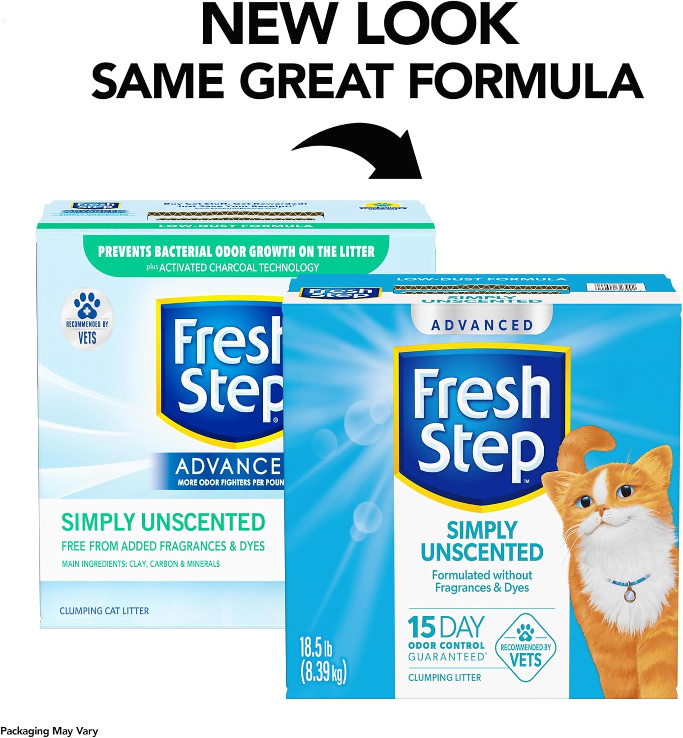 Fresh Step Advanced Simply Unscented Clumping Litter, Fresh Step Unscented Cat Litter Fights Odor on Contact, 18.5 lb. Box