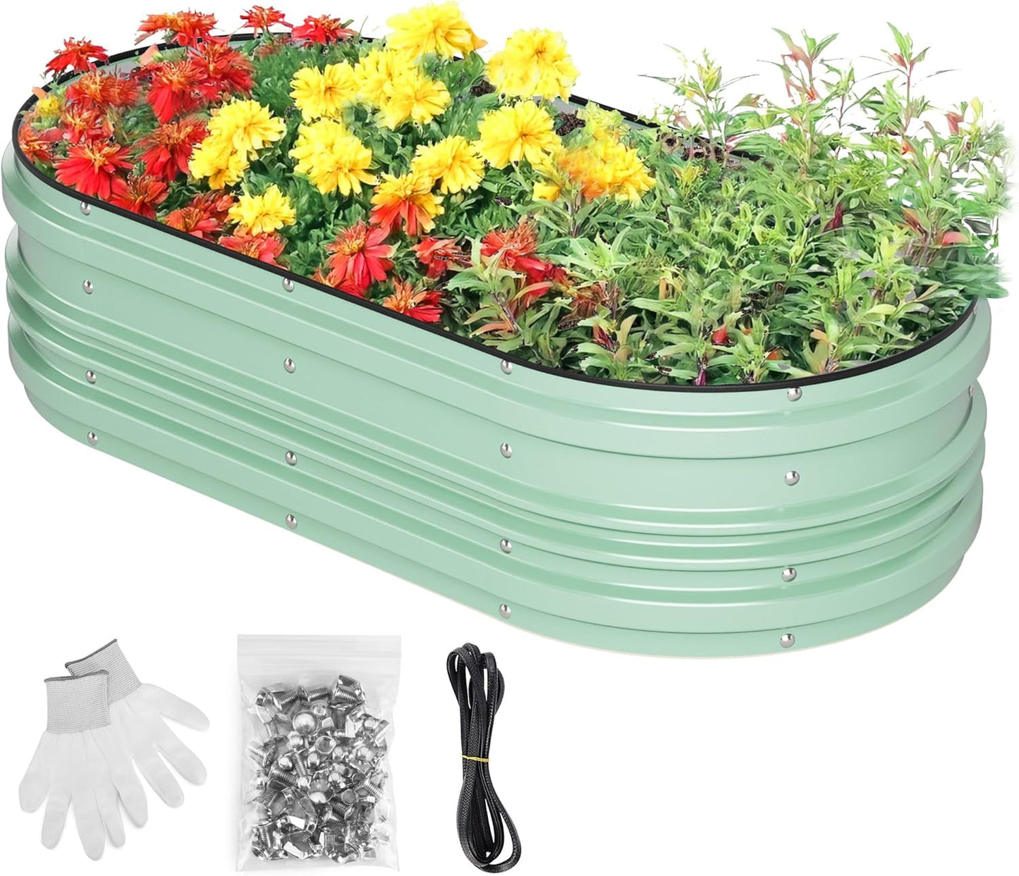 WORKPRO 4x2x1ft Galvanized Raised Garden Bed Set, Rust & Corrosion Protection, Easy Assembly, Safe Edge, Ideal for Vegetables & Flowers, Green