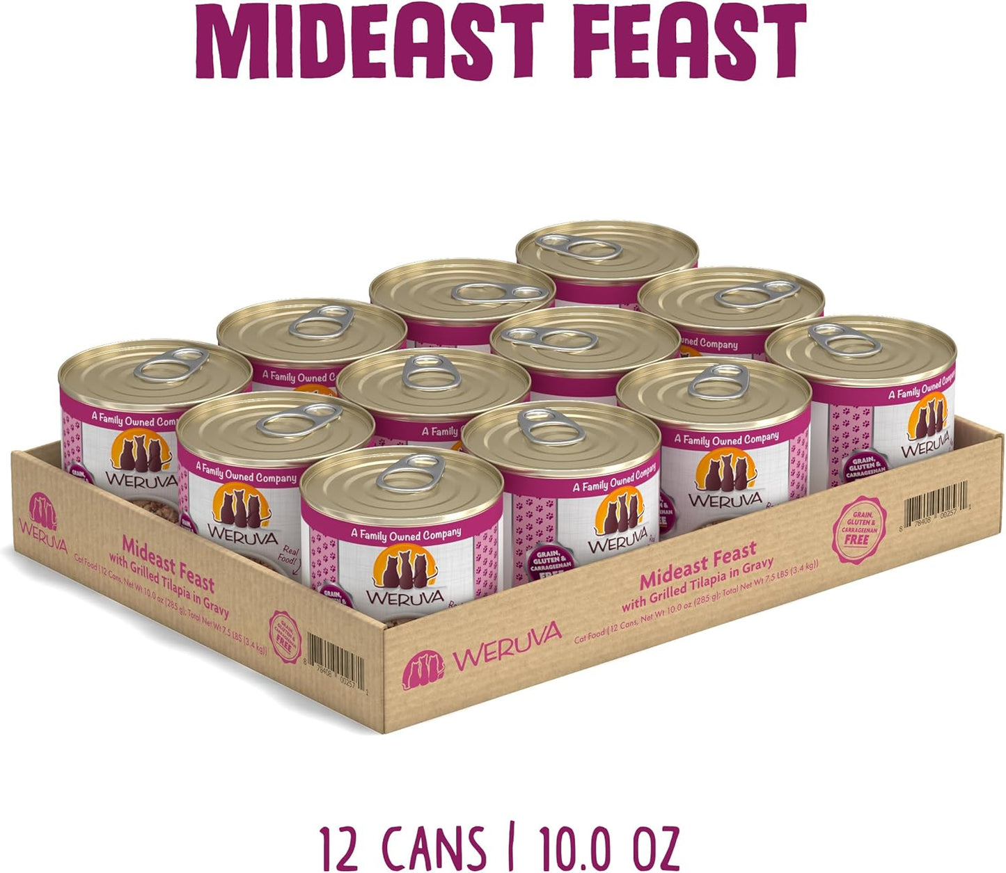 Weruva Classic Cat Food, Mideast Feast with Grilled Tilapia in Gravy, 10oz Can (Pack of 12)
