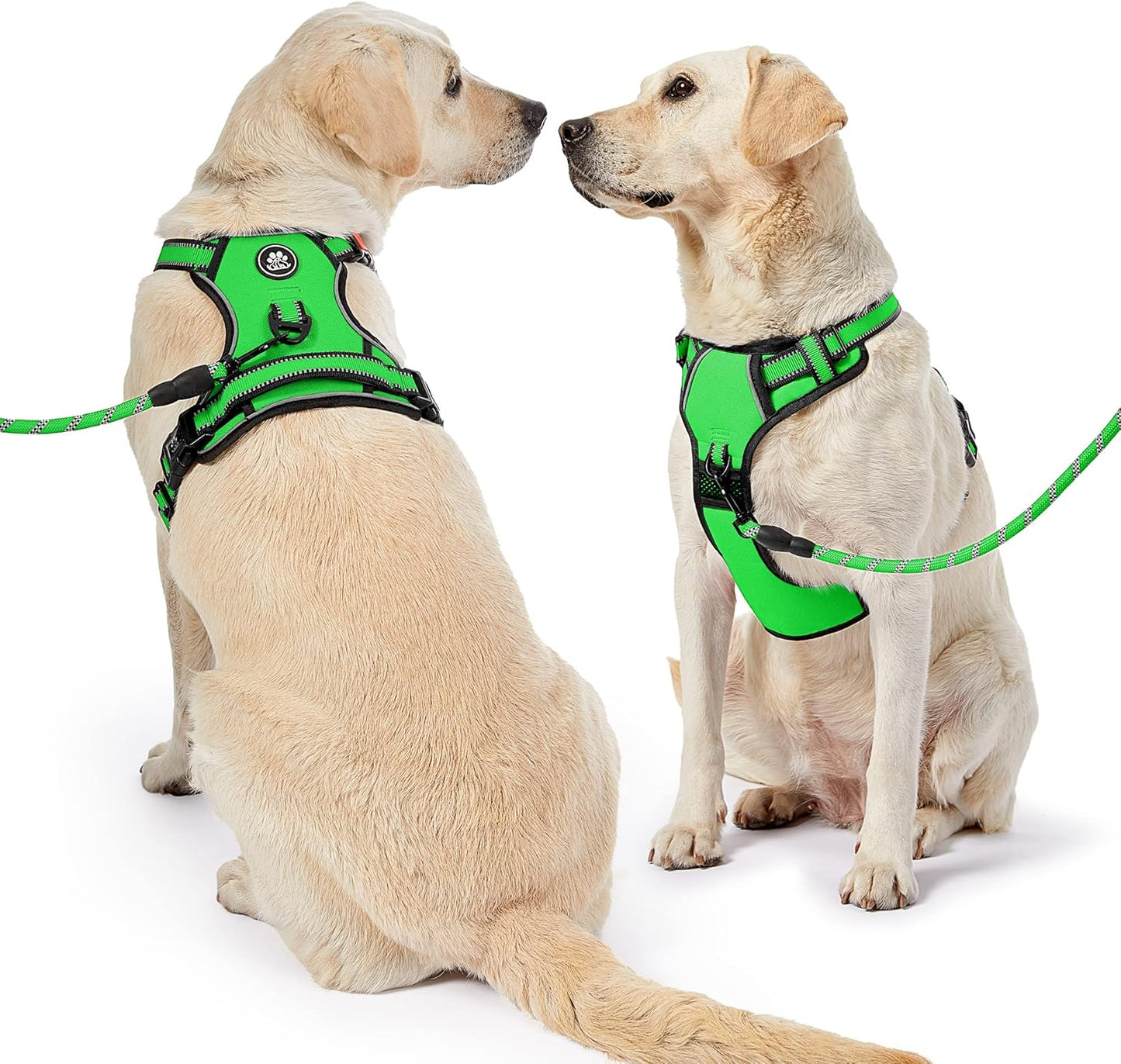 NESTROAD No Pull Dog Harness,Adjustable Oxford Dog Vest Harness with Leash,Reflective No-Choke Pet Harness with Easy Control Soft Handle for Large Dogs(X-Large,FluorescentGreen)