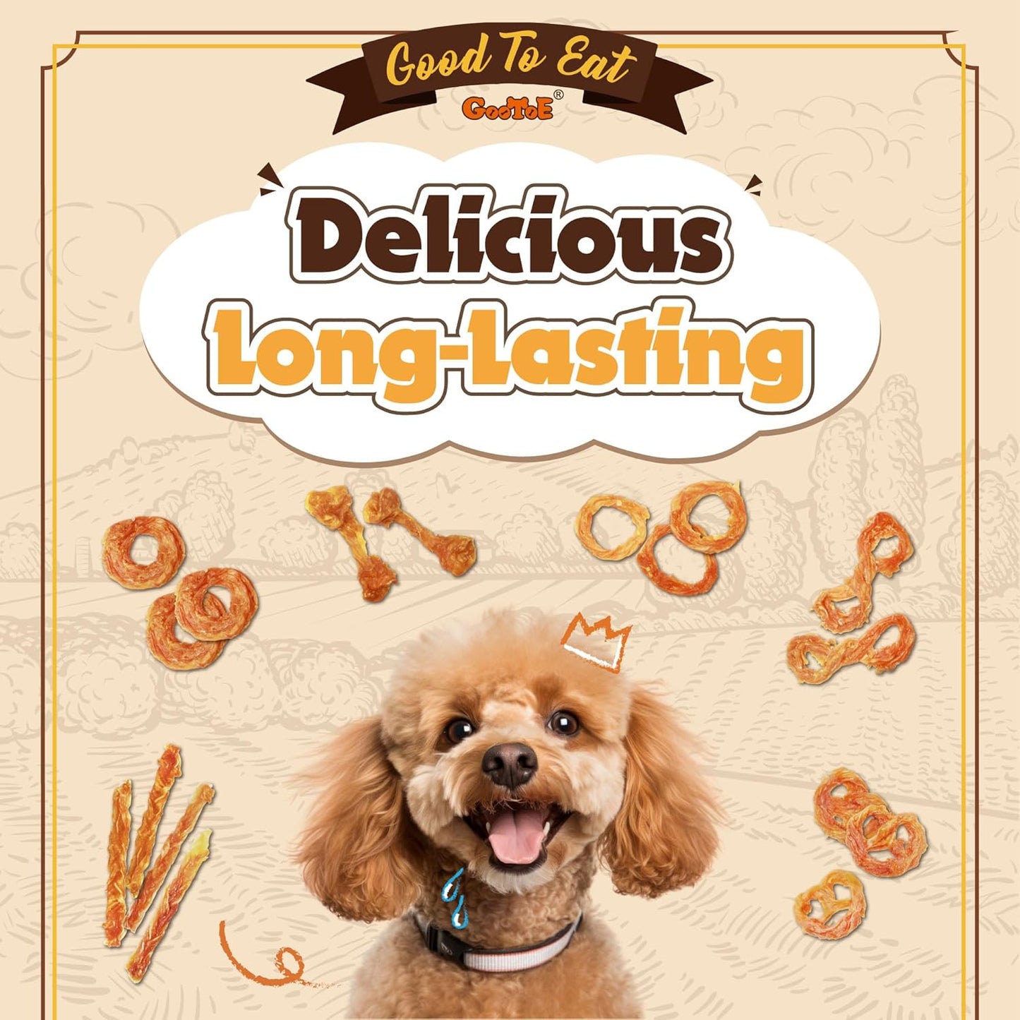 Gootoe Turkey Tendons for Dogs –All-Natural, Hypoallergenic Dog Treats, Rawhide Alternative, Long Lasting Puppy Chews, Healthy Dog Treats for Medium Breeds, Bone (M), 16 oz Pack (1 lb)