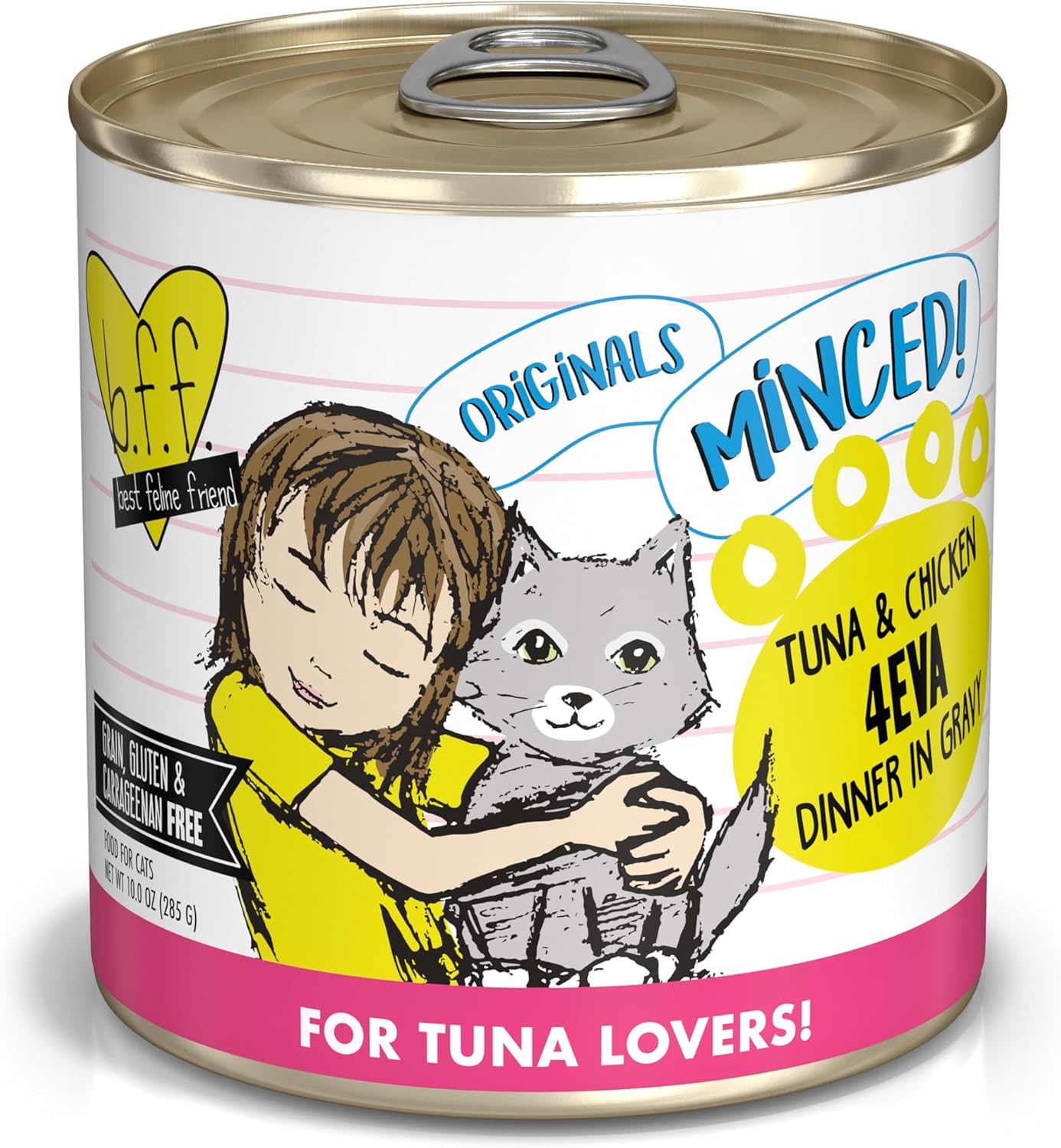 Weruva BFF Minced Natural Wet Cat Food, Tuna and Chicken 4 Eva in Gravy, 10oz Can, Pack of 12
