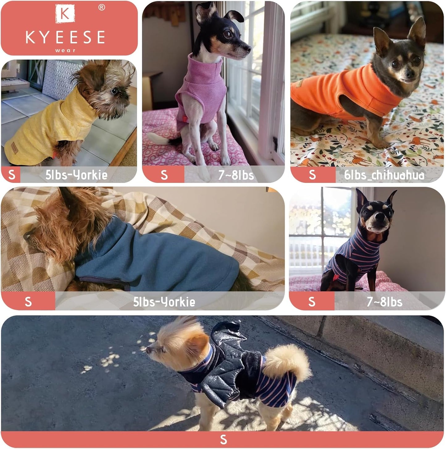 KYEESE 2Pack Dog Sweater Soft Dachshund Clothes Dog Sweaters for Small Dogs Male Warm Pets Coats Stretchy Pets Clothes Pullover Dogs Sweatshirt Turtleneck Small Pet Sweaters