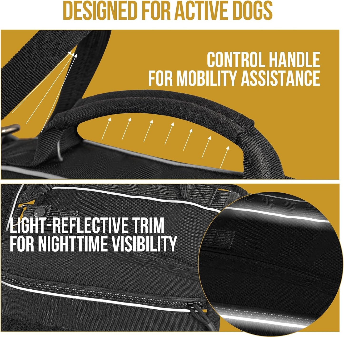 Onetigris Dyno Outdoor Dog Harness With Pockets, Front Range Pack, Backpack With Handles, Saddle Bag Hiking Vest, Tactical Service Canine EDC Pack Set