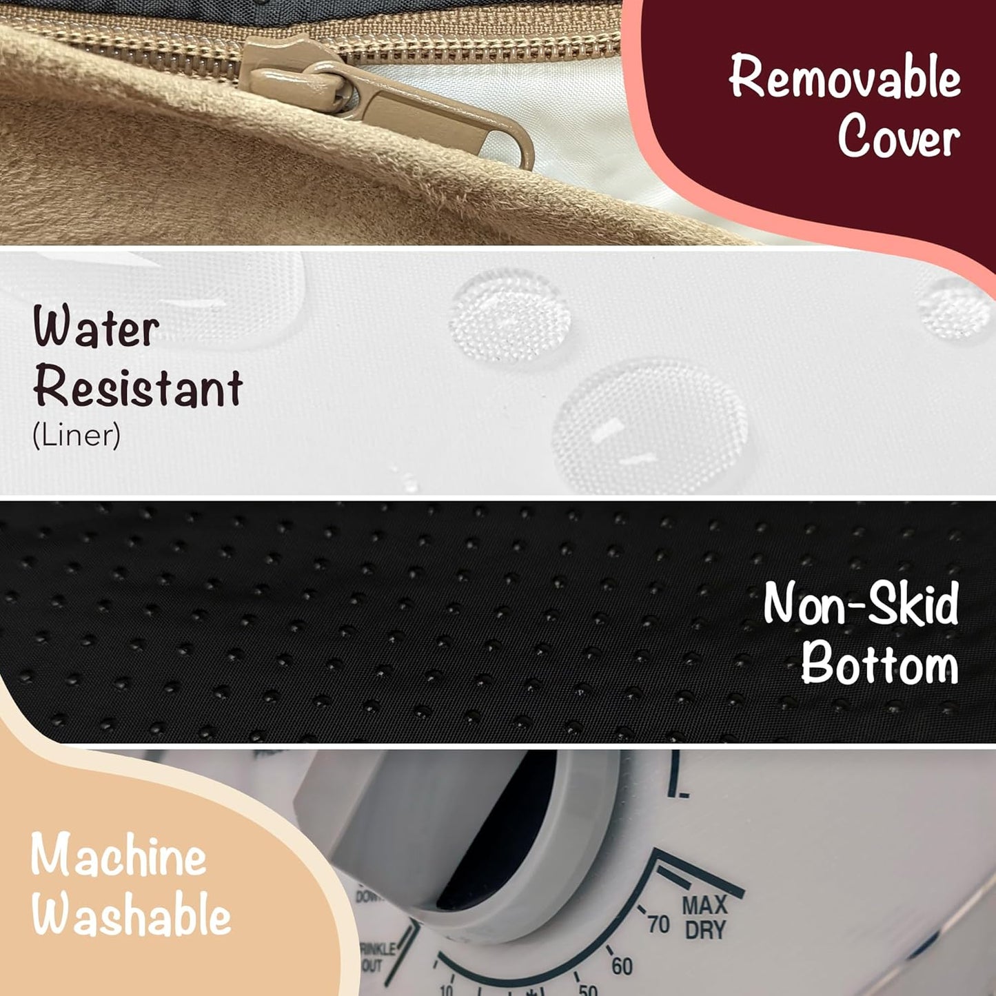 Chester Large Dog Bed - Orthopedic Memory Foam Mattress, Calming Couch, Wall Rim Pillow, Water Resistant, Washable Cover, Non-Slip, Khaki Beige