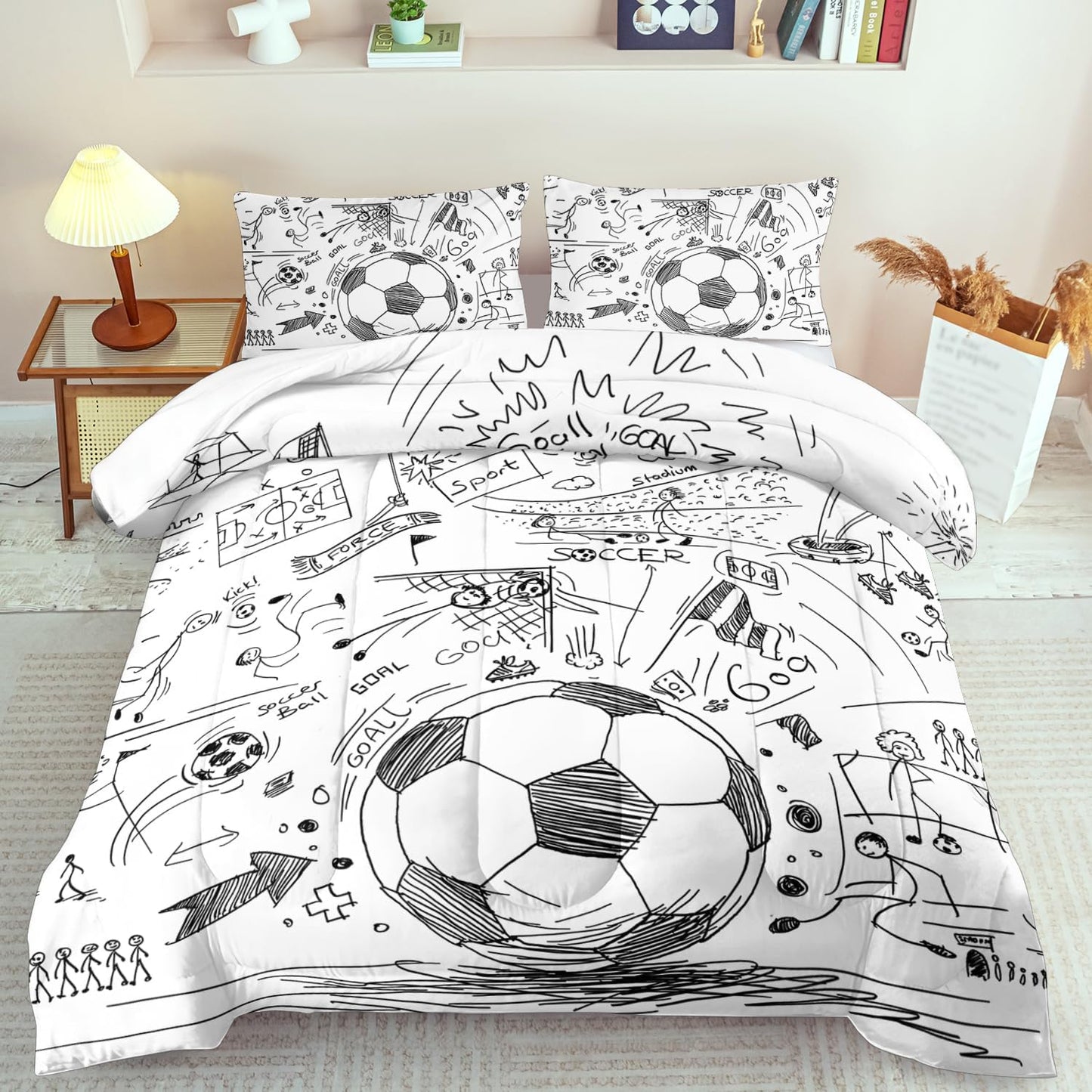 Football Sports Comforter Sets for Boys King,Soccer Comforter Sport Bedding for Boys Room,Gaming Bed Soccer Bedding King Set,Games Quilt Bedroom Bed Decor Kids and Teen
