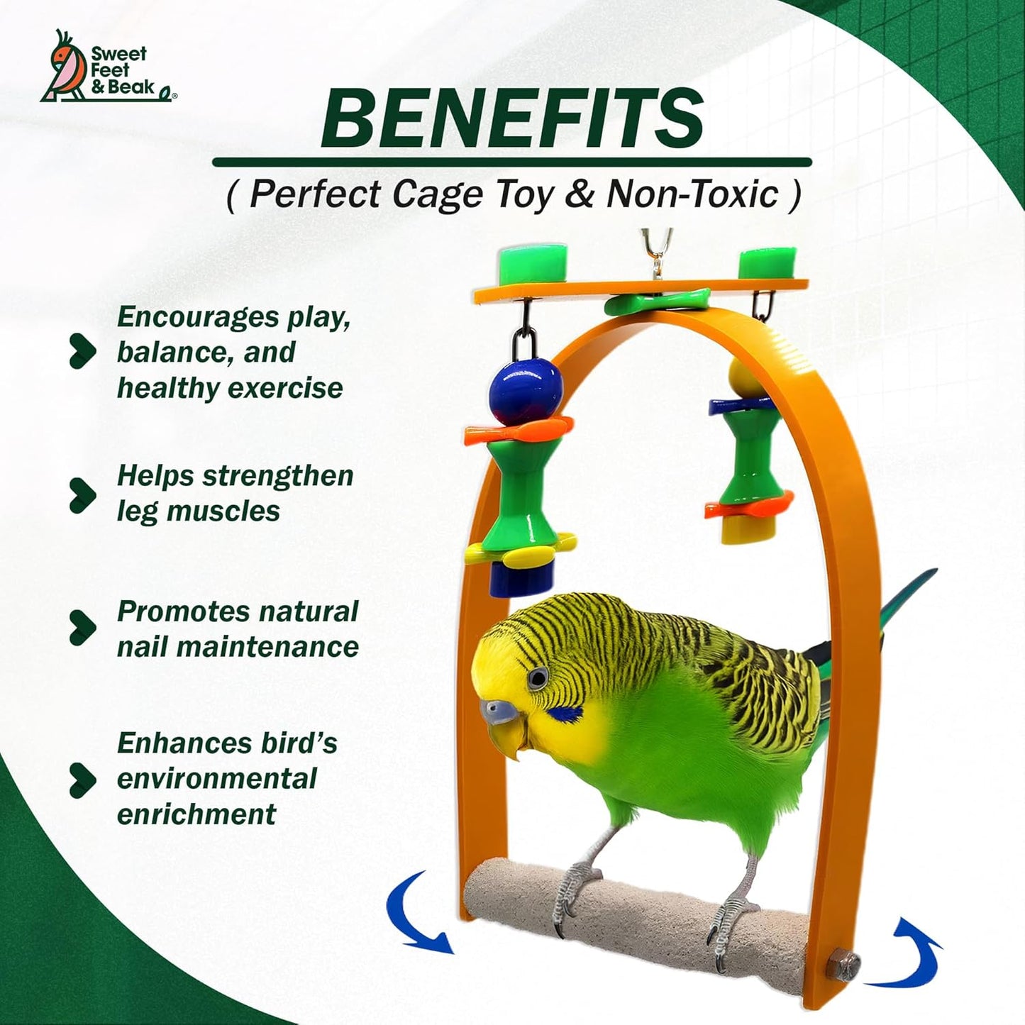 Medium Whirly Bird - Perfect Cage Toy Stimulates Visual and Physical Activity - Safe, Non-Toxic, Cage Accessories for Medium Birds