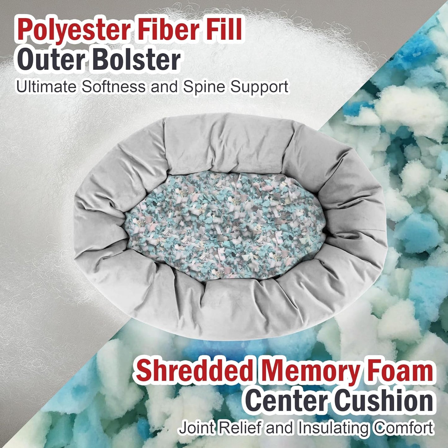 Majestic Pet Villa 24 Inch Shredded Memory Foam Dog Bed for Small Sized Dogs 24x19x7 Inch–Orthopedic Dog Bed - Durable Pet Bed - Washable Small Pet Bed with Head Support-Orange