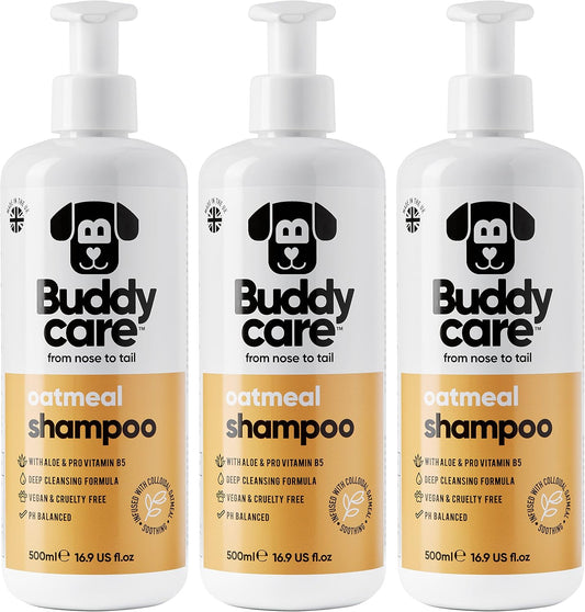Oatmeal Dog Shampoo by Buddycare | Shampoo for Dogs with Irritated Skin | Relieving and Rehydrating | with Aloe Vera and Pro Vitamin B5 (50.72oz)