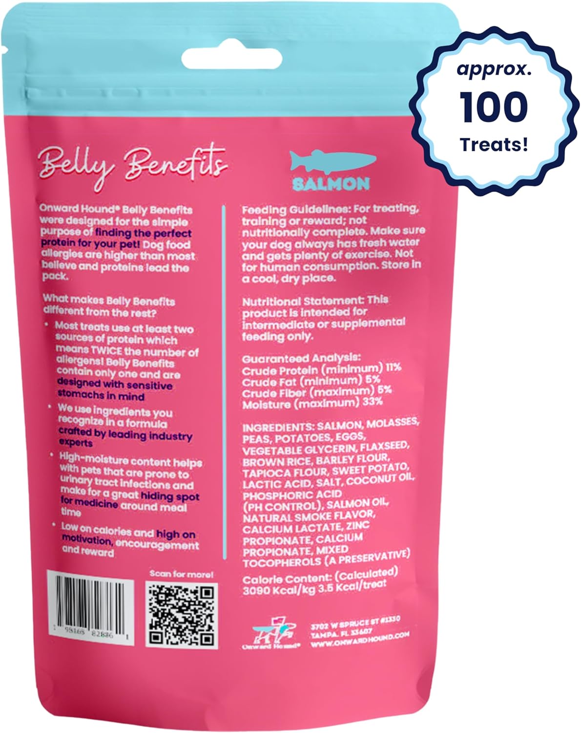 Onward Hound Training Treats for Dogs - Soft Salmon - Low Calorie Dog Training Treats for Sensitive Stomachs with Single Source Premium Protein, Corn Free, & Soy Free Formula - 4 oz