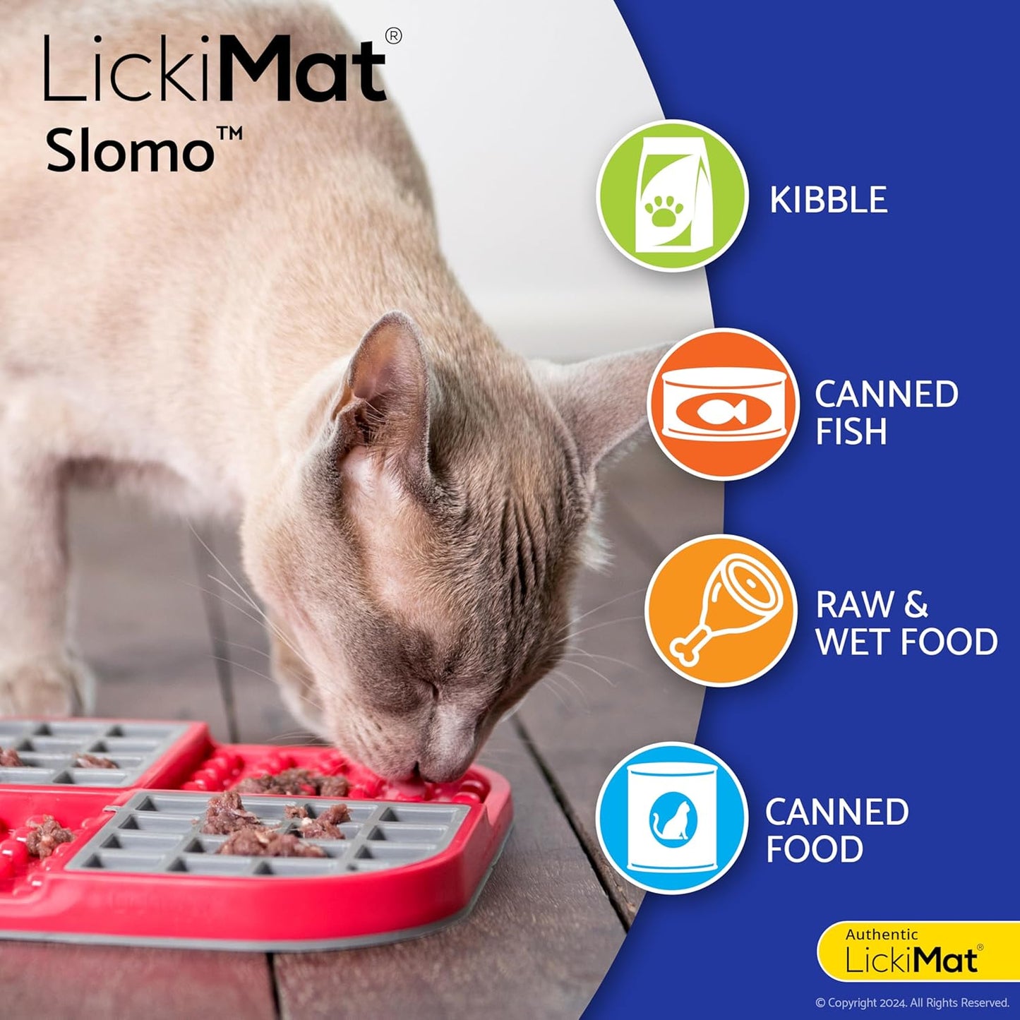 LickiMat Slomo, Cat Slow Feeder Lick Mat, Boredom Anxiety Reducer; Perfect for Food, Treats, Yogurt, or Peanut Butter. Fun Alternative to a Slow Feed Cat Bowl or Dish, Pink