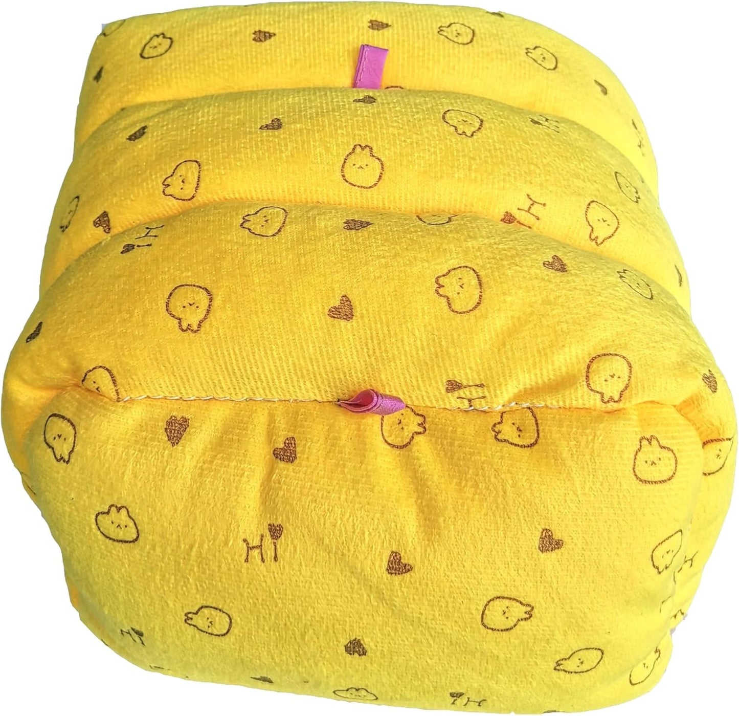 WOWOWMEOW Guinea-Pigs Bed,Hamster Bed,Small Animals Warm Hanging Cage Cave Bed (M, Heart-Yellow)