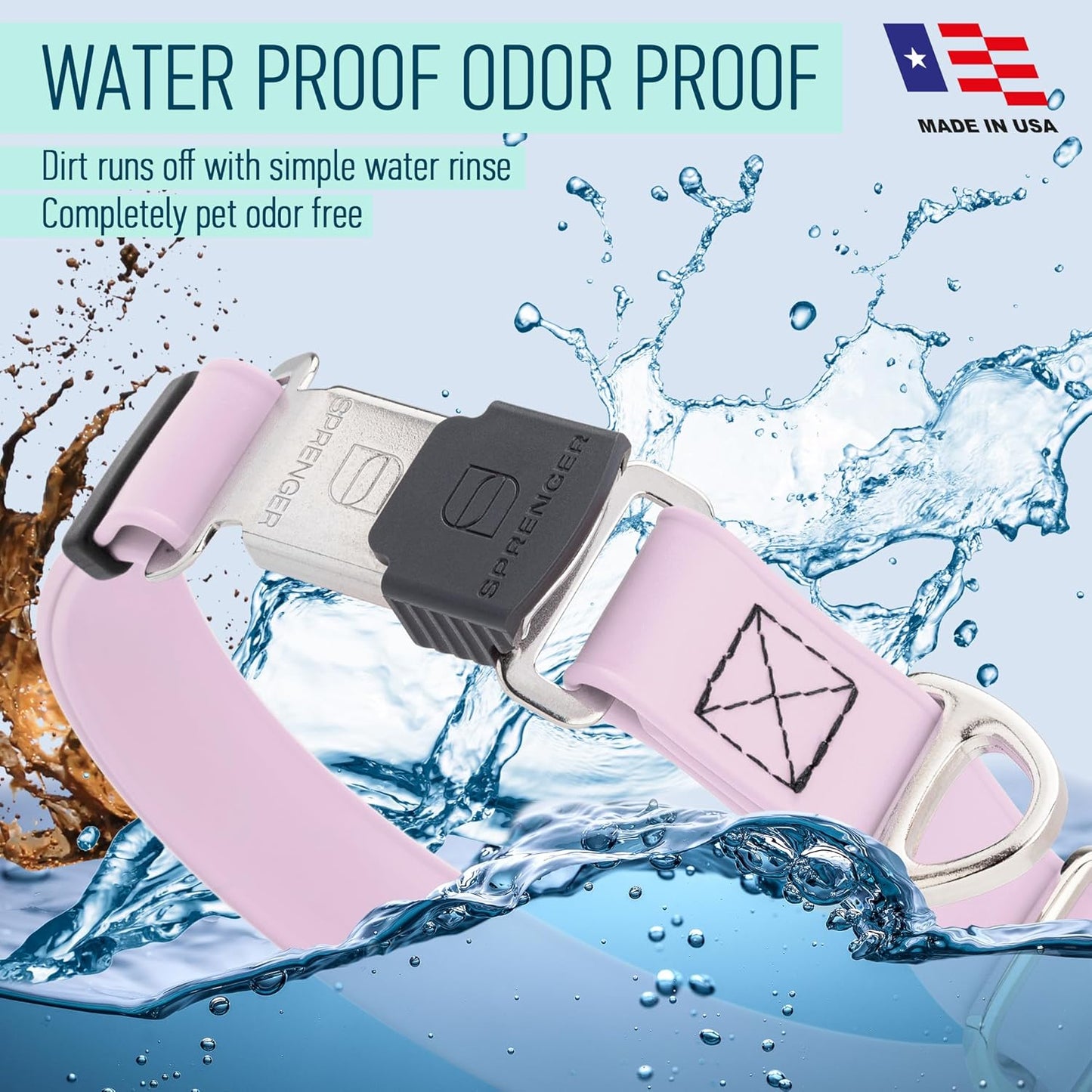 Dogline Biothane Waterproof Dog Collar with Herm Sprenger Black Stainless Steel Quick Release Buckle – Heavy Duty Tactical Durable Collar for Dogs – Comfortable and Safe Pet Collar W1 L 15-25" Pastel