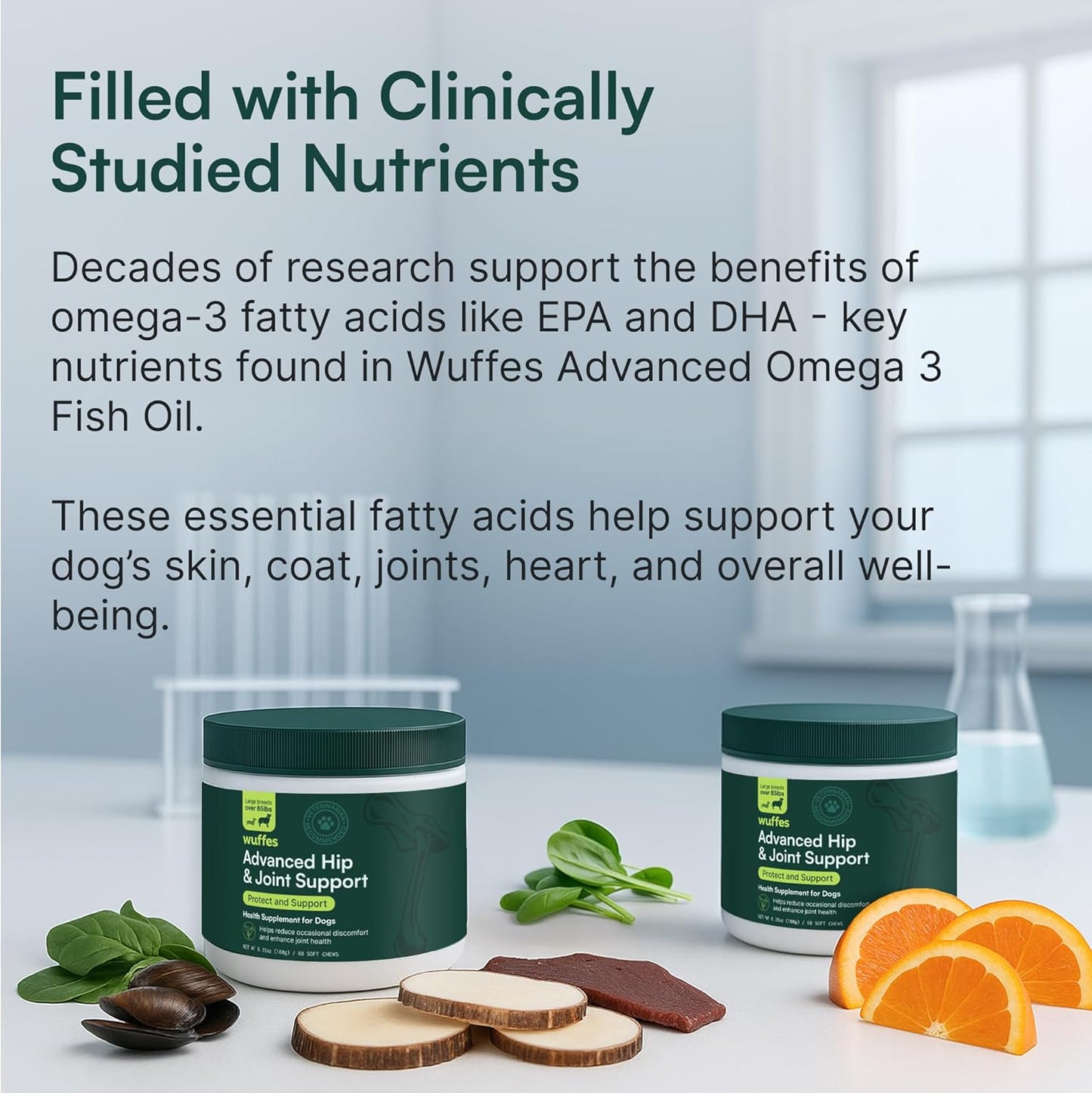 Wuffes Chewable Dog Hip & Joint Supplement - Glucosamine & Chondroitin Chews - Dog Joint Supplements & Vitamins - Extended Joint Care (Large Breed (Over 65 lbs), 60 Chews (Pack of 2))