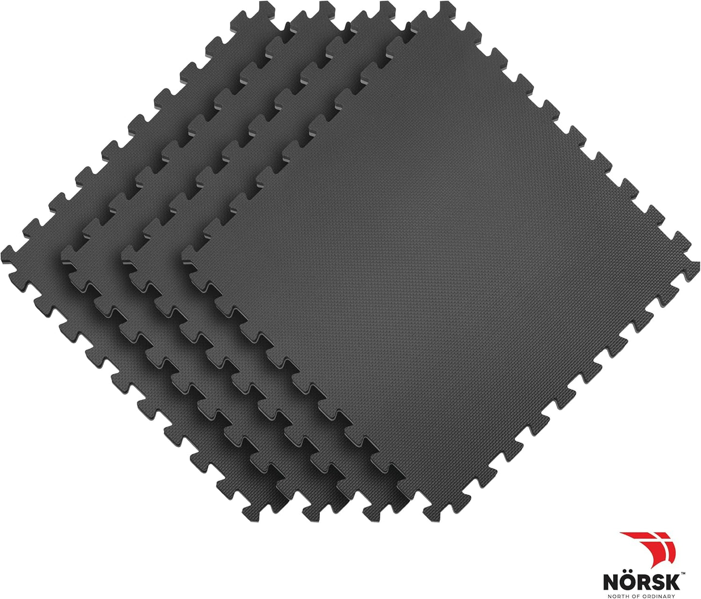 Norsk Multi-Purpose Reversible Floor Mats - EVA Interlocking Foam Tiles (Gray/Black 40 Tiles - 160 sq. Ft. 1/2" Thick)