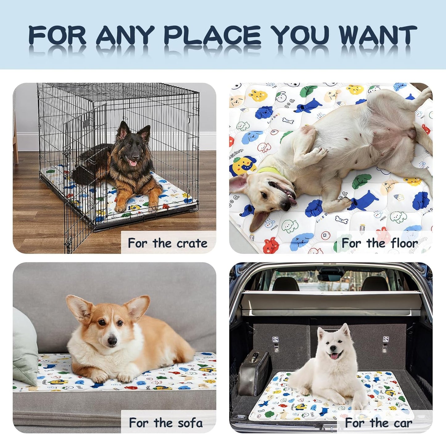 Washable Dog Crate Mat, Ultra Soft Dog Bed Mat for Sleeping with Anti-Slip Bottom for Large Medium Small Dogs Breeds (30" X 19")