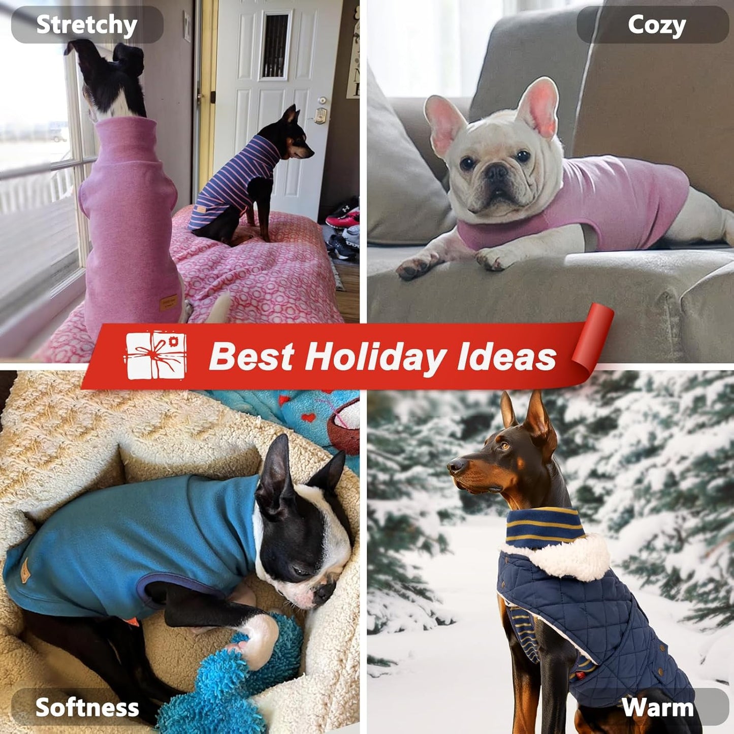 KYEESE 2Pack Dog Sweater Turtleneck Dog Sweaters for Small Dogs Male Stretchy Dogs Clothes Soft Dachshund Clothes Pullover Pet Sweatshirt Warm Pets Coats Small Pet Sweaters