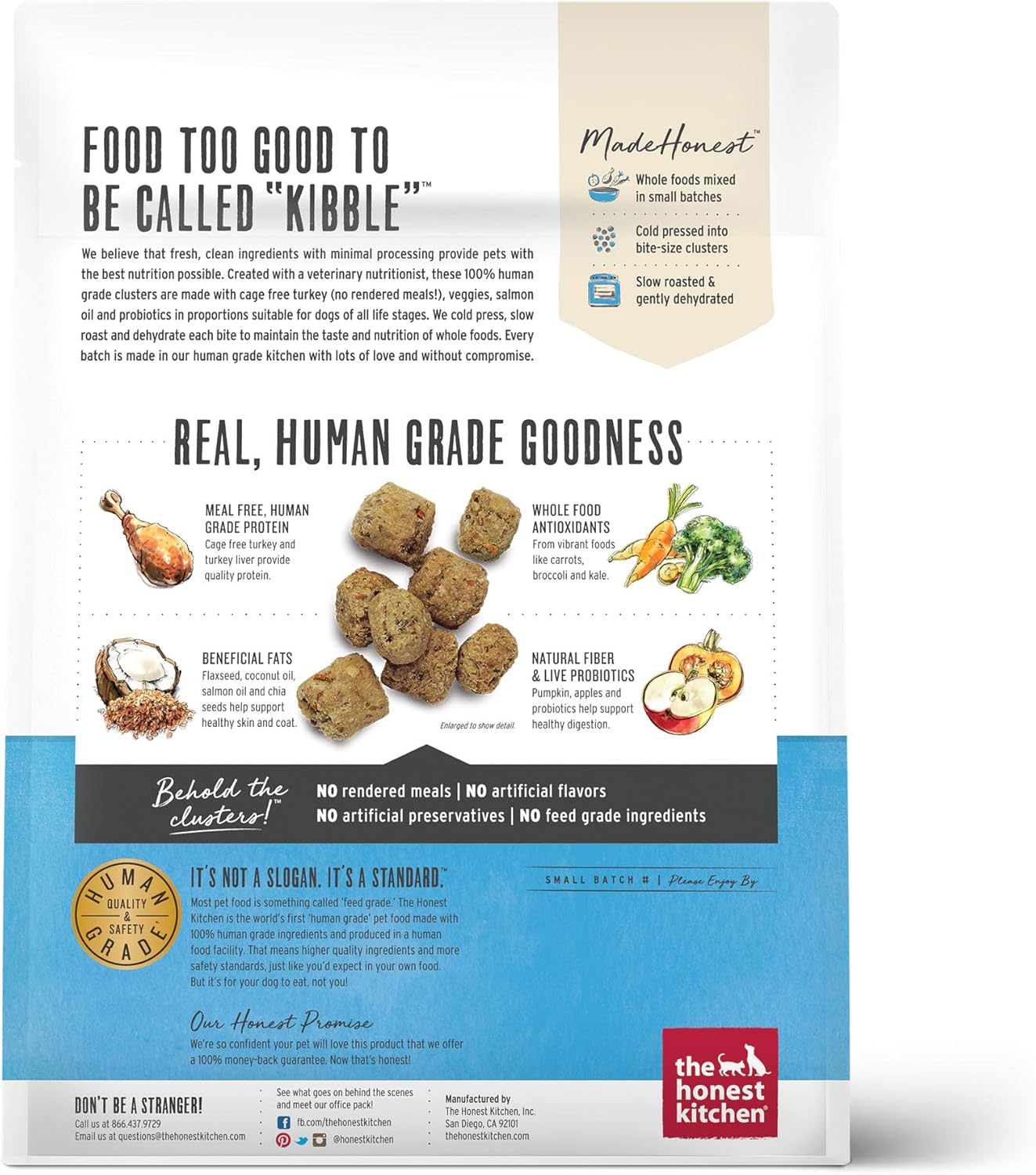 The Honest Kitchen Whole Food Clusters Grain Free Turkey Dry Dog Food, 1 lb Trial Pouch