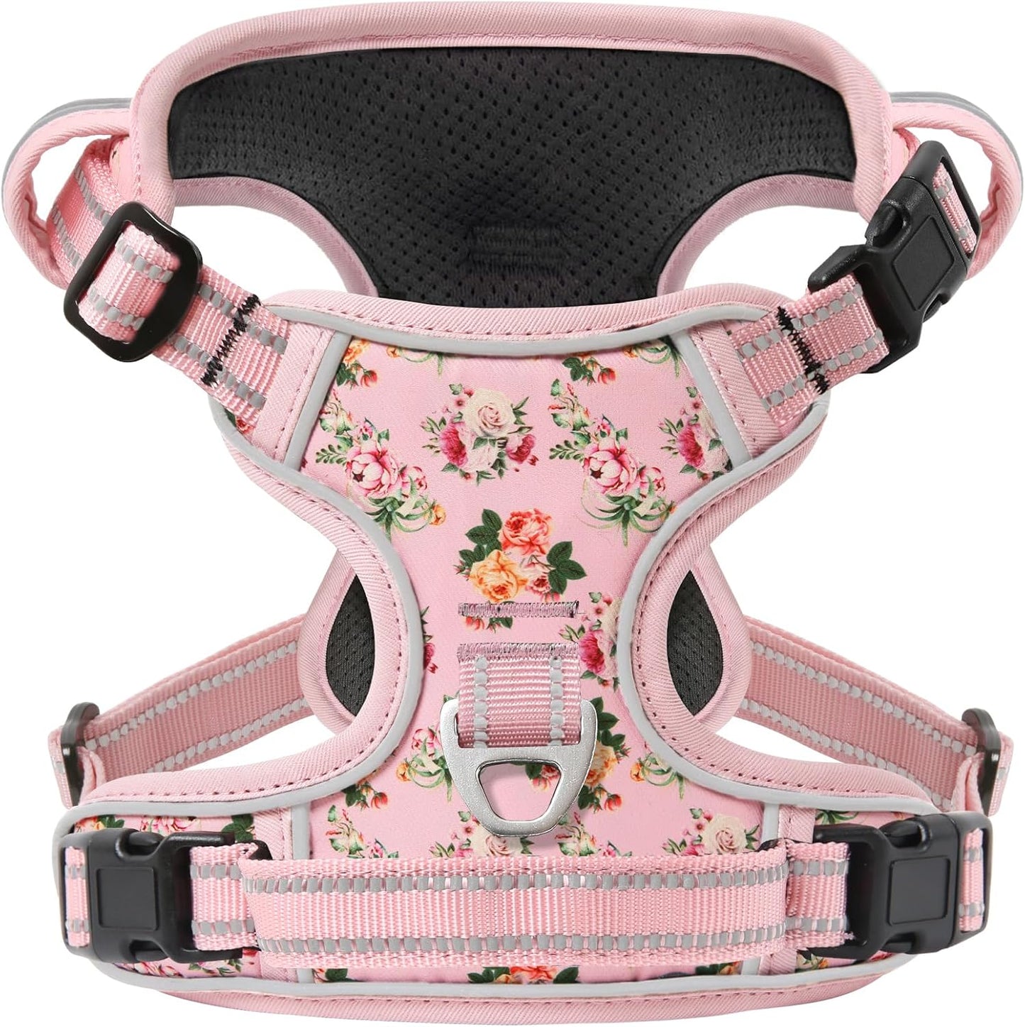 Timos Dog Harness, No-Pull Pet Harness with 2 Leash Clips, Adjustable Soft Padded Dog Vest, Reflective Outdoor Pet Oxford Vest with Easy Control Handle Pink XS