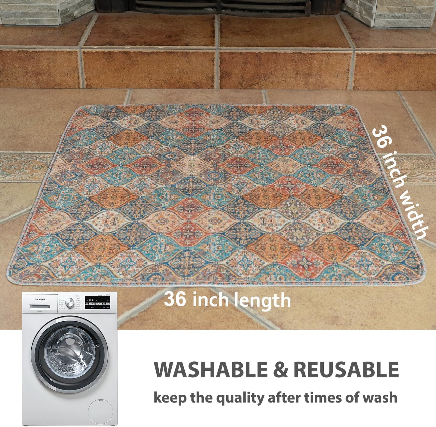 nunubaby Reusable Potty Pads for Dogs for Crates and Floors. Washable Pee Pads for Dogs, Stylish, Non-Slip and Leak-Proof Pee Pads.(Cream/Multi, 36" x36")