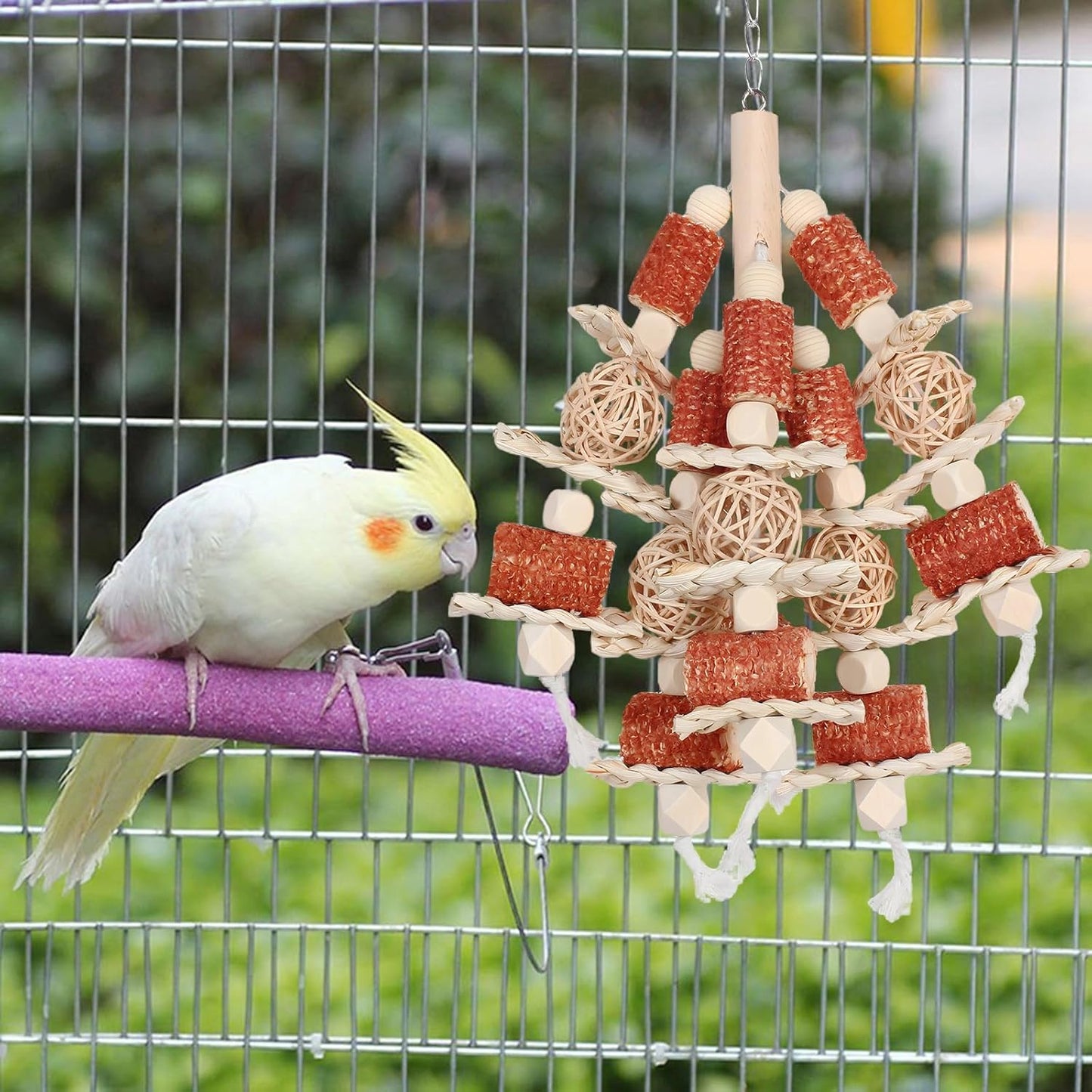 Bird Toys, Natural Corn Stick Parrot Toys Hanging in Bird Cages，for Small and Medium-Sized Macaws,African Grey,Cockatoos,Cockatiel,Sun Conure，Amazon Parrots