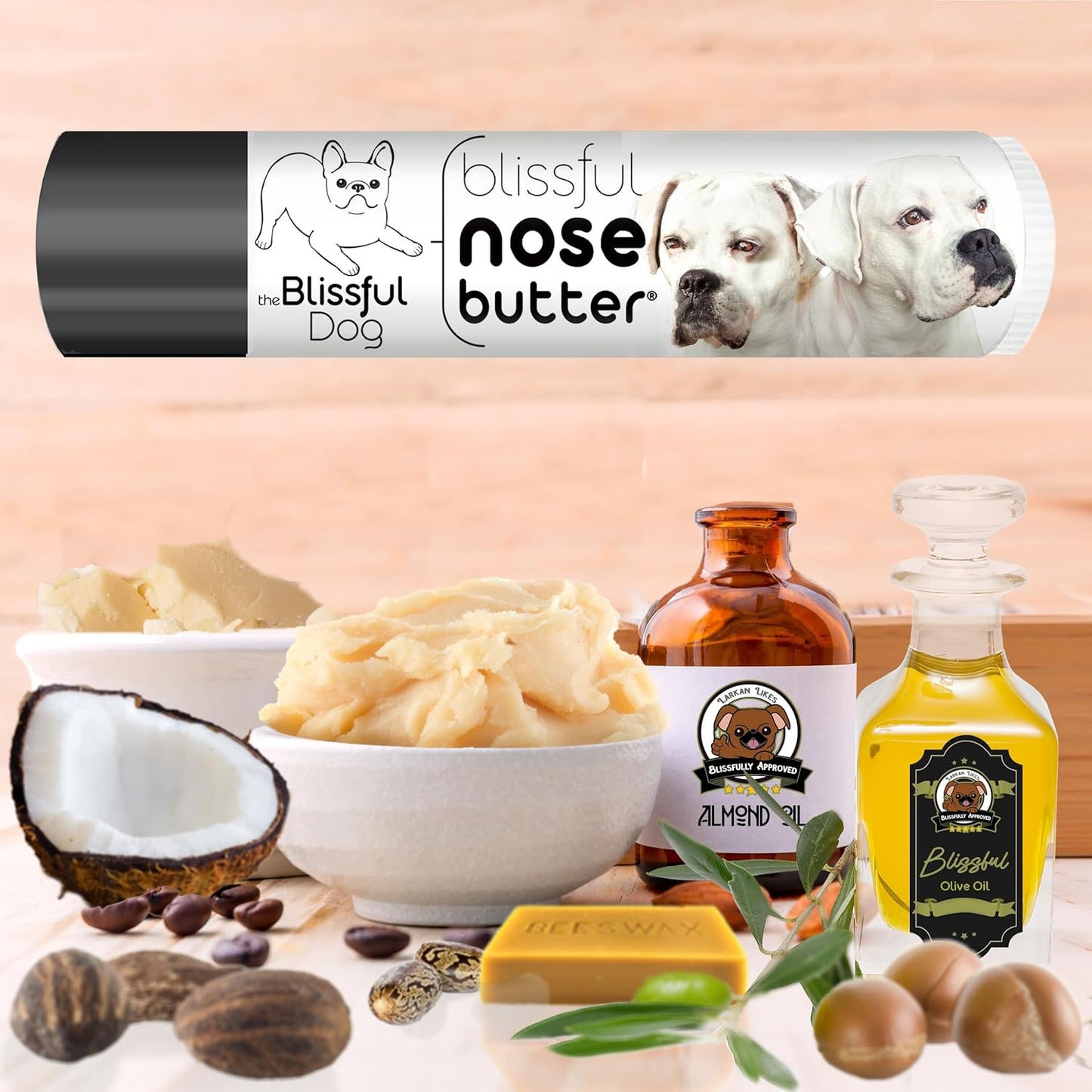 The Blissful Dog White Boxer Nose Butter for Dry, Cracked Skin, Lick-Safe Dog Nose Balm with Moisturizing Shea Butter, Almond, Olive, and Essential Oils, Pet Supplies, Uncented, 0.15 oz.