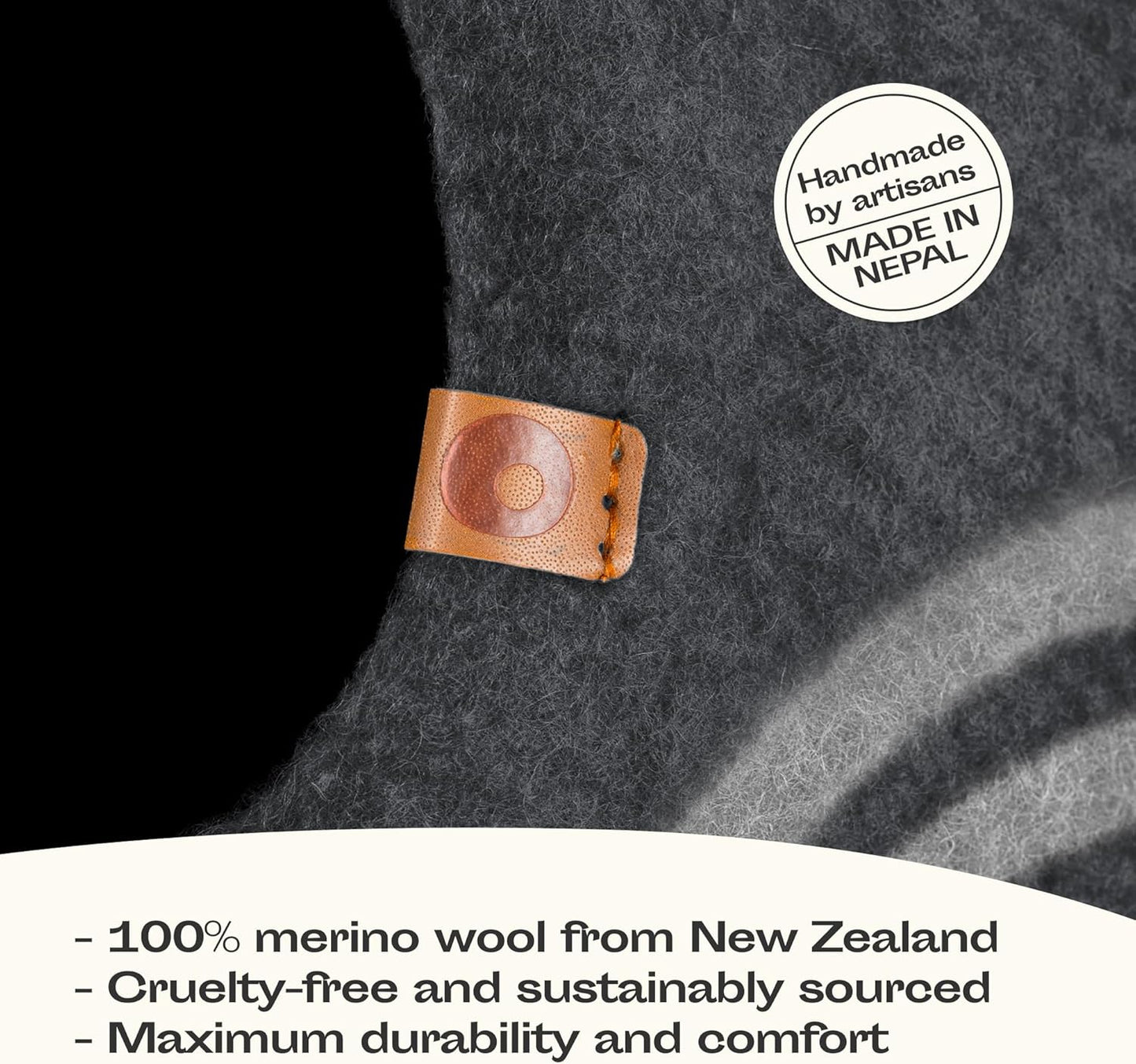 MEOWFIA Cat Cave – Premium Felt Cat Bed for Indoor Cats, Handmade 100% Merino Wool (Large, Dark Grey)