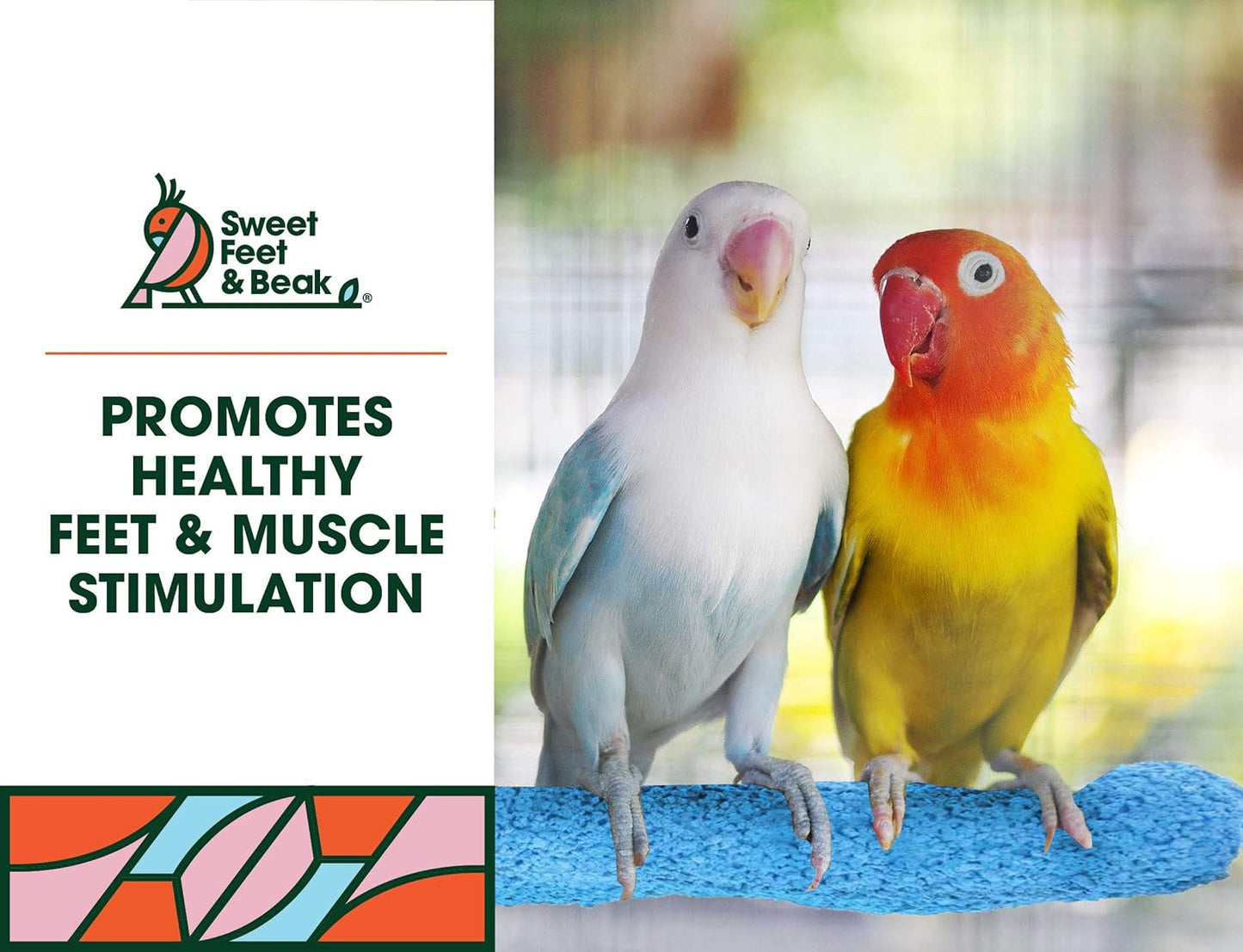 Comfort Grip Safety Perch for Bird Cages - Pedicure Perch for Birds to Keep Nails and Beaks in Top Condition - Safe Easy to Install Bird Cage Accessories - L 13"