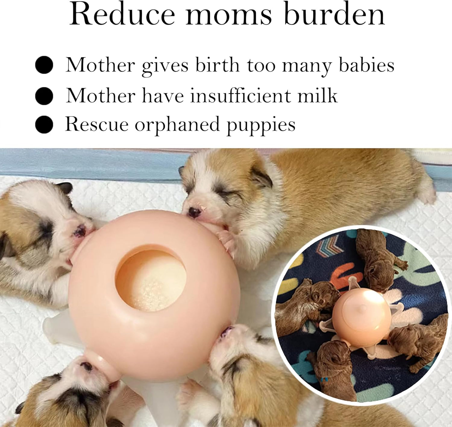 Doggiema Puppy Feeders for Multiple, Puppy Bottles for Nursing, Puppy Milk Feeder, Puppy Nipple Feeder, Puppy Feeding Station,Silicone Puppy Feeder with Nipples M Size