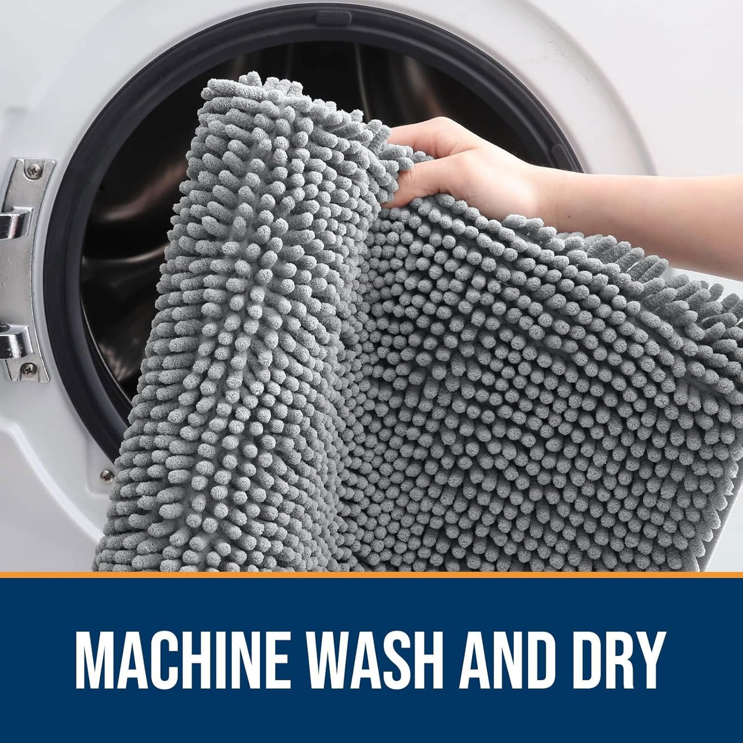 OLANLY Dog Door Mat for Muddy Paws 44x24, Absorbs Moisture and Dirt, Absorbent Non-Slip Washable Doormat, Quick Dry Chenille Mud Mat for Dogs, Entry Indoor Entryway Carpet for Inside Floor, Grey