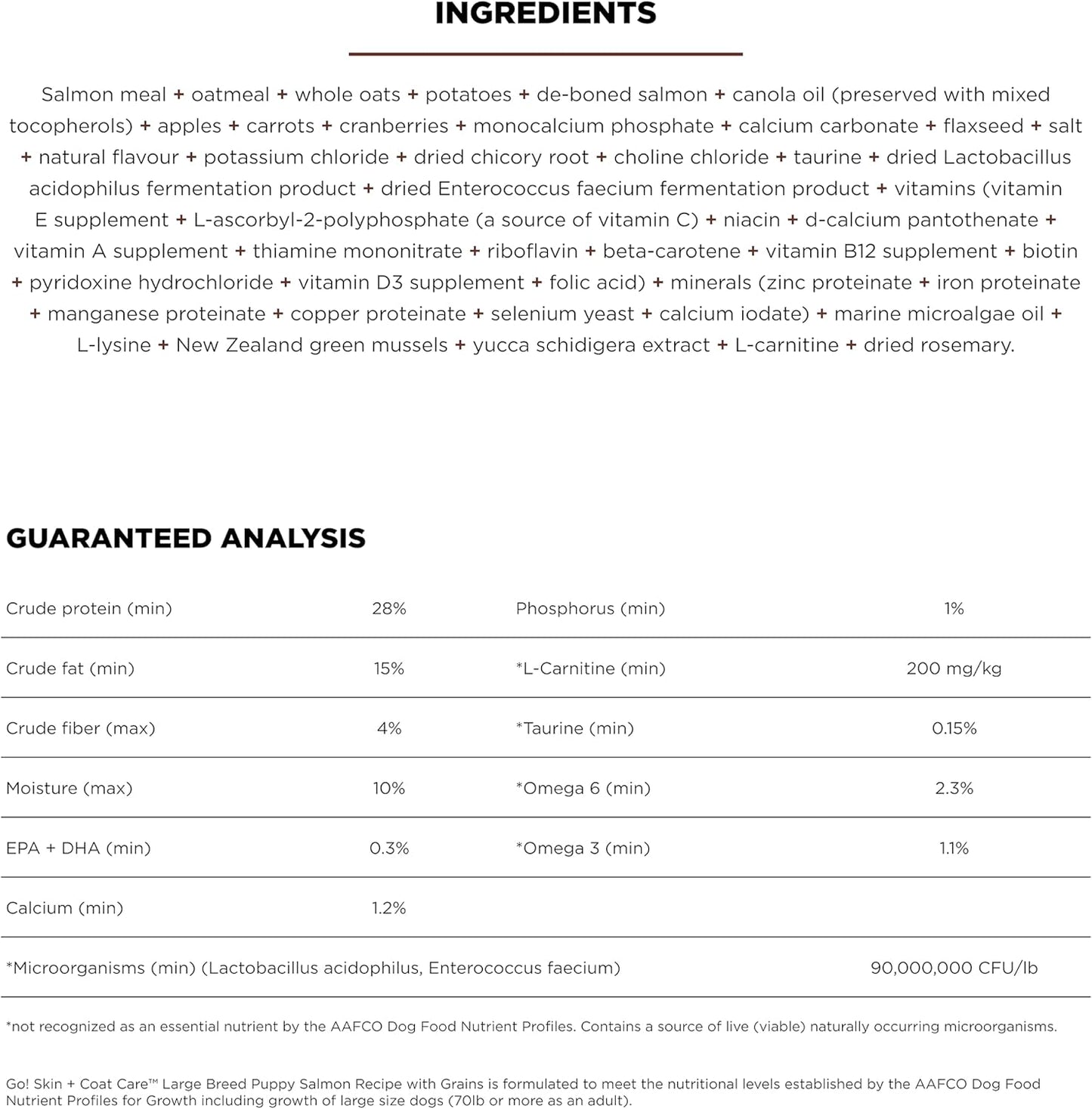 Go! Solutions Skin + Coat Care, Dry Dog Food, Large Breed Puppy Salmon Recipe with Grains, 12 lb Bag