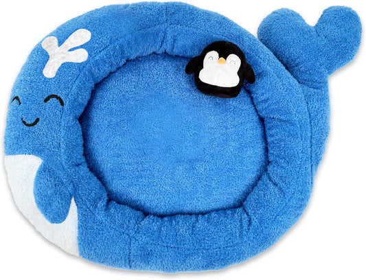 TONBO Soft Plush Small Cute and Cozy Nature Dog Cat Bed, Washer and Dryer Friendly (Whale)