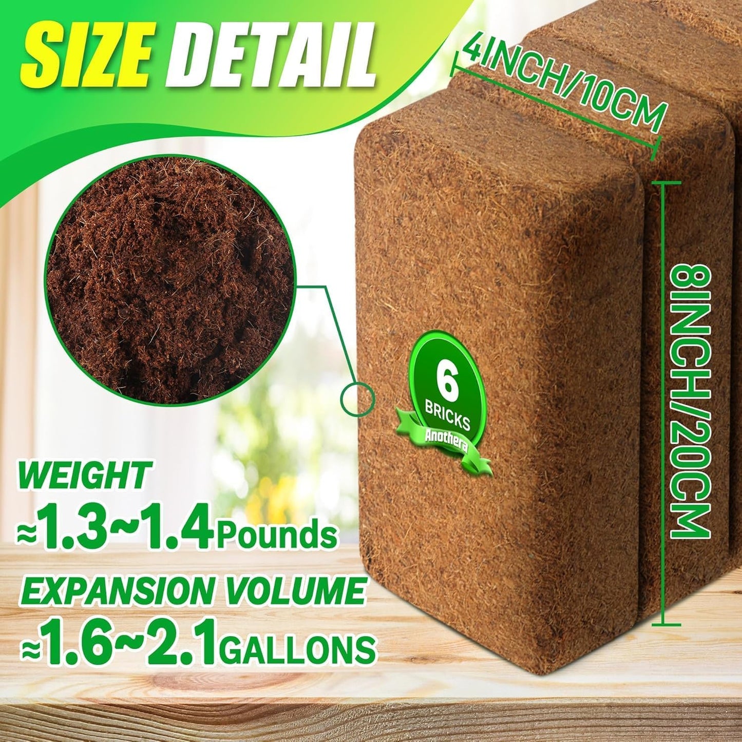 Coco Coir Brick for Plants-12 Pack Premium Coconut Bricks, 100% Organic Peat Moss, Fiber Coconut Husk for Planting, Gardening, Potting Soil Substrate