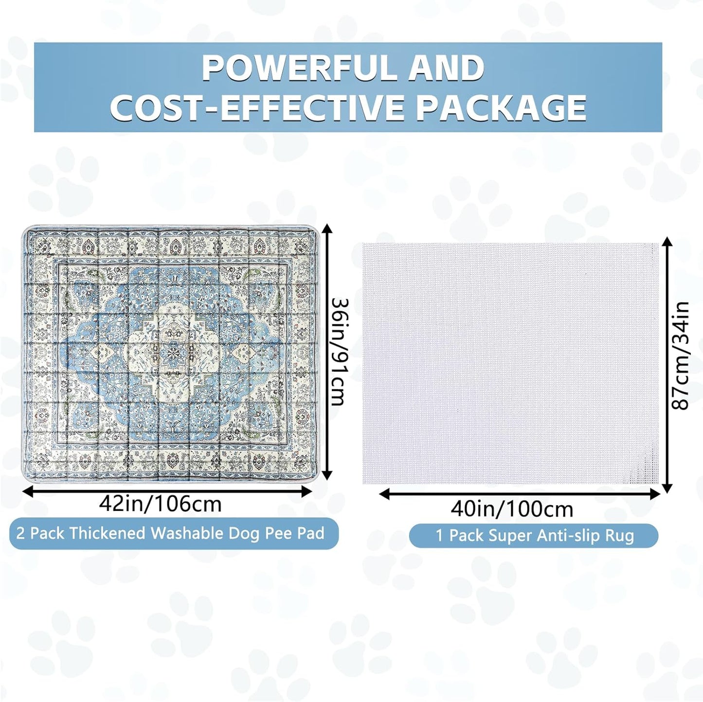 Washable Thickened Pee Pads for Dogs, 2 Pack (36"x42") Upgrade Reusable Puppy Pads with Non-Slip Rug, Super Absorbent Leakproof Puppy Training & Whelping Pads for Dogs, Doggie