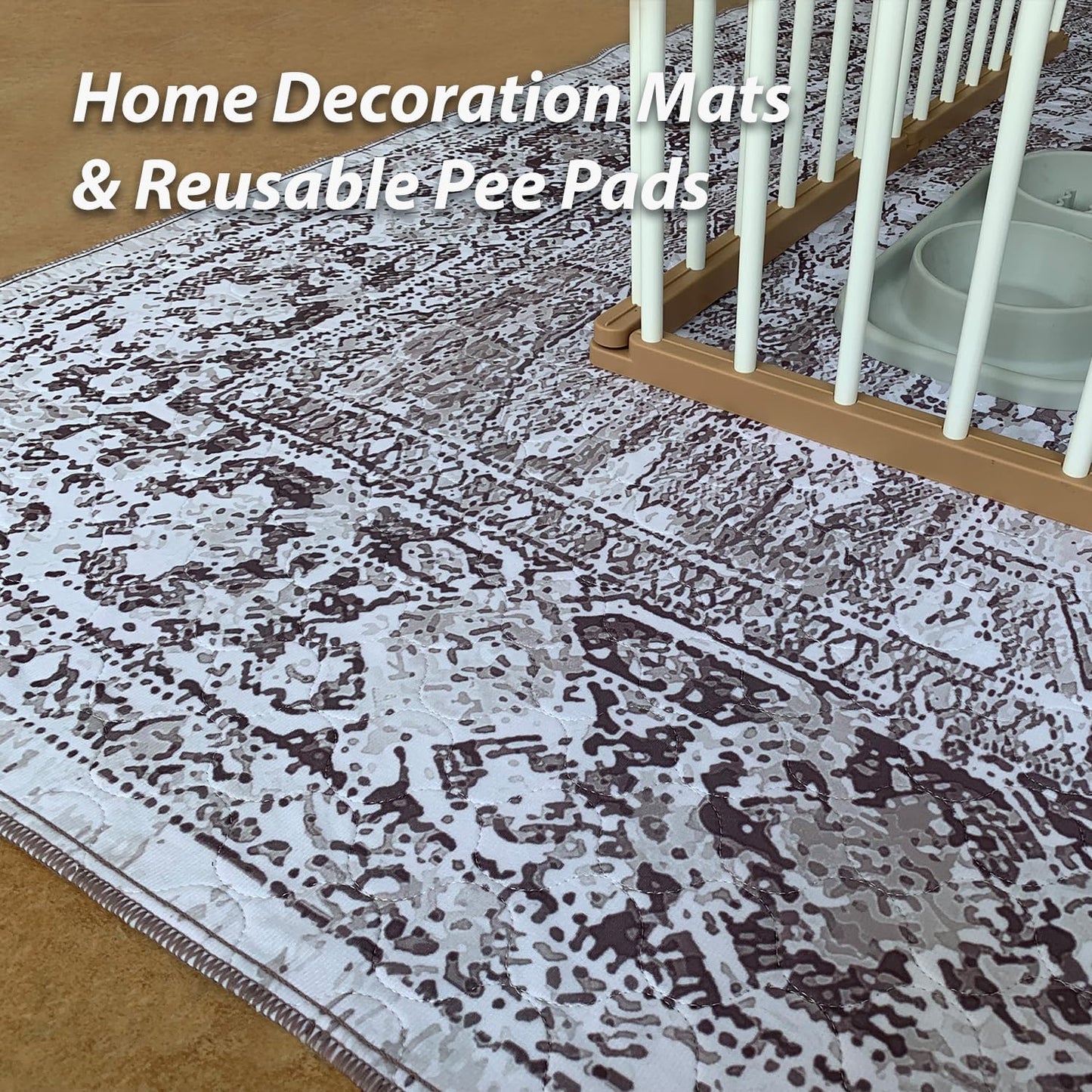 nunubaby Washable Pee Pads for Dogs, Stylish, Non-Slip and Leak-Proof Pee Pads. Reusable Potty Pads for Dogs for Crates and Floors.(Brown/Geo, 36" x36")