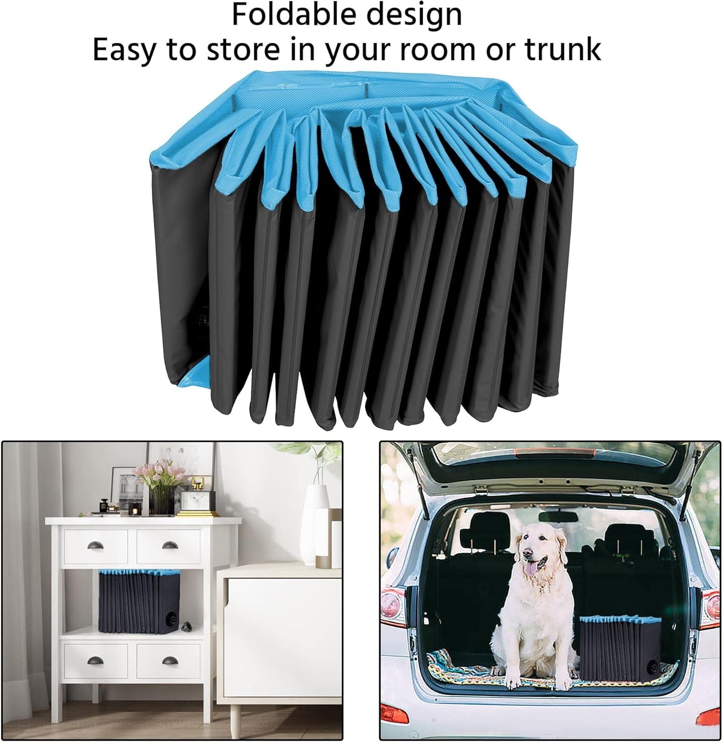 Yaheetech Black Folable Hard Plastic Large Dog Pet Bath Swimming Pool Bathing Tub for Dogs Cats Pets, Pet Repair Patches Included, XXL