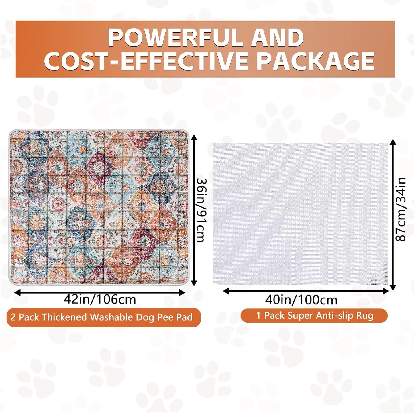 Washable Thickened Pee Pads for Dogs, 2 Pack (36"x42") Upgrade Reusable Puppy Pads with Non-Slip Rug, Super Absorbent Leakproof Puppy Training & Whelping Pads for Dogs, Doggie