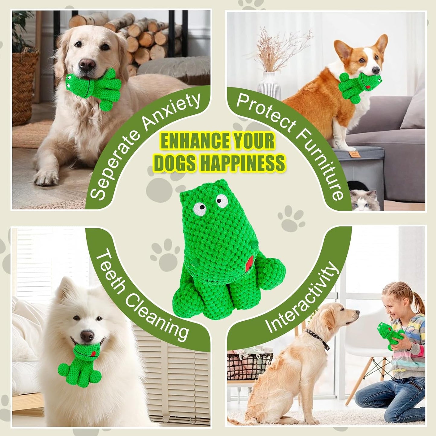 Plush Dog Toys for Large Dogs, Squeaky Dog Toys to Keep Them Busy, Tough Chew Toys for Dogs, Interactive Stuffed Dog Toy for Large Medium Small Breed, Pet Toy